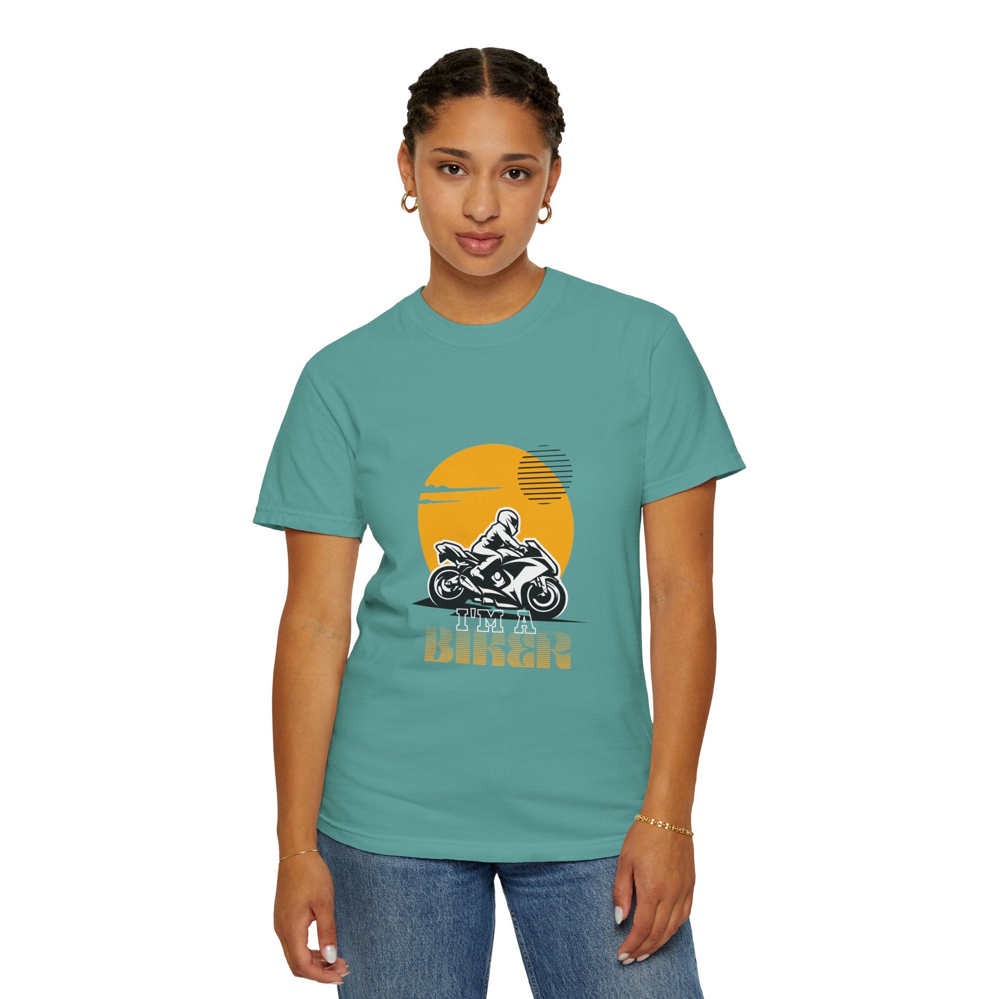 Motorcycle Rider T-Shirt — Retro Sunset Biker Graphic