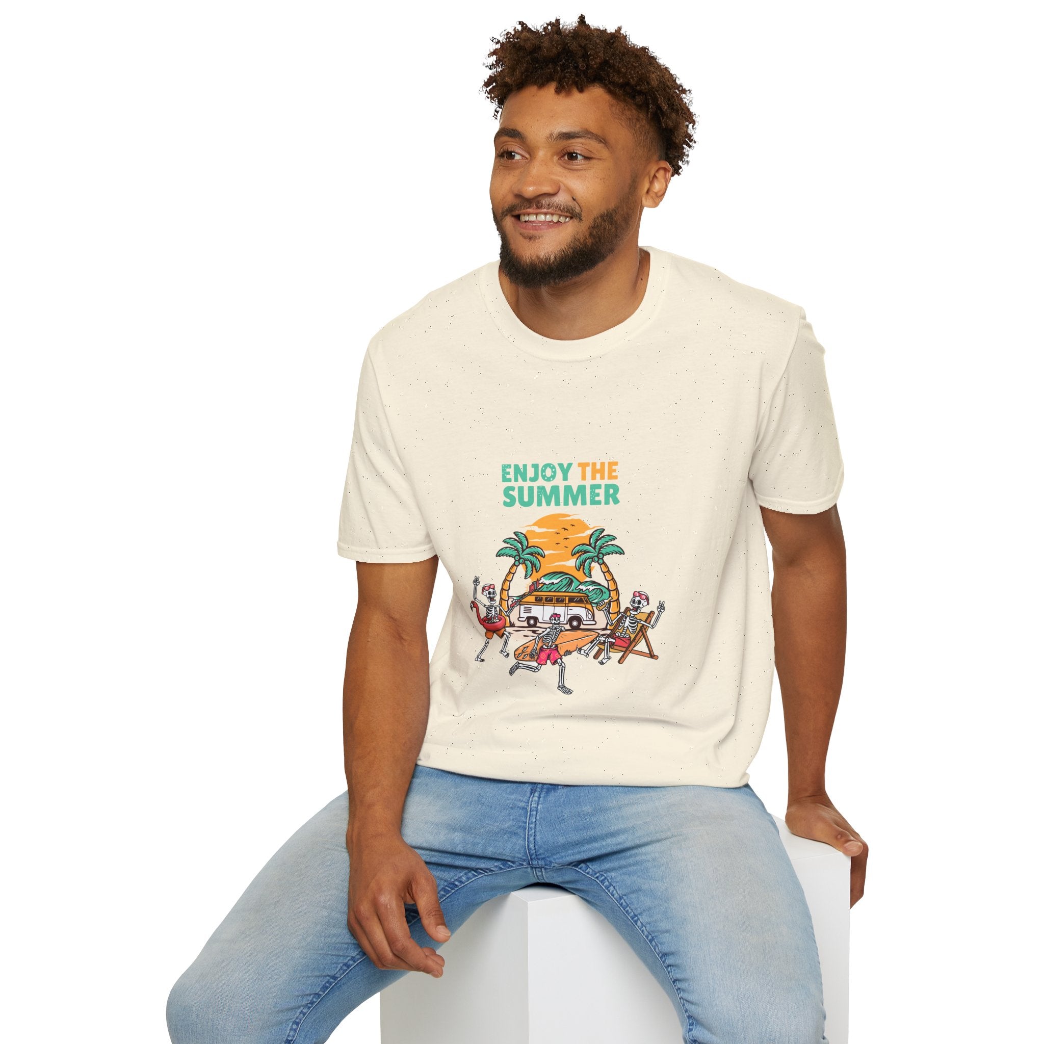 Summer Beach T-Shirt — "Enjoy The Summer" Palm Tree Surf Graphic