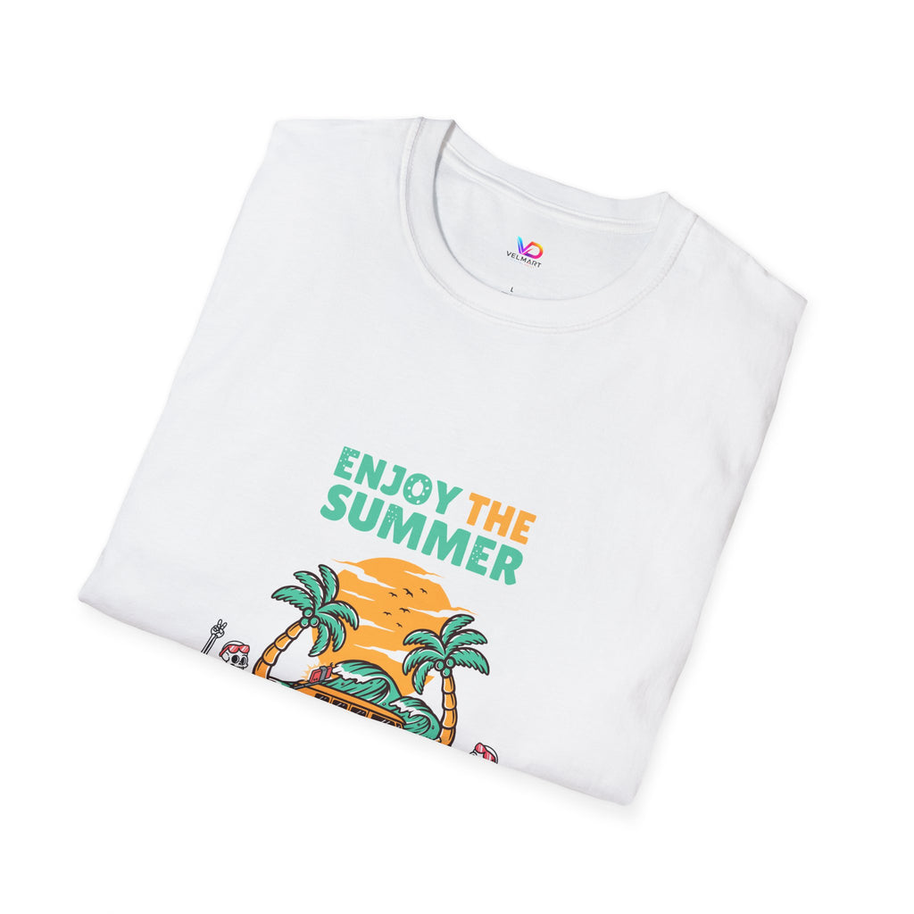 Summer Beach T-Shirt — "Enjoy The Summer" Palm Tree Surf Graphic