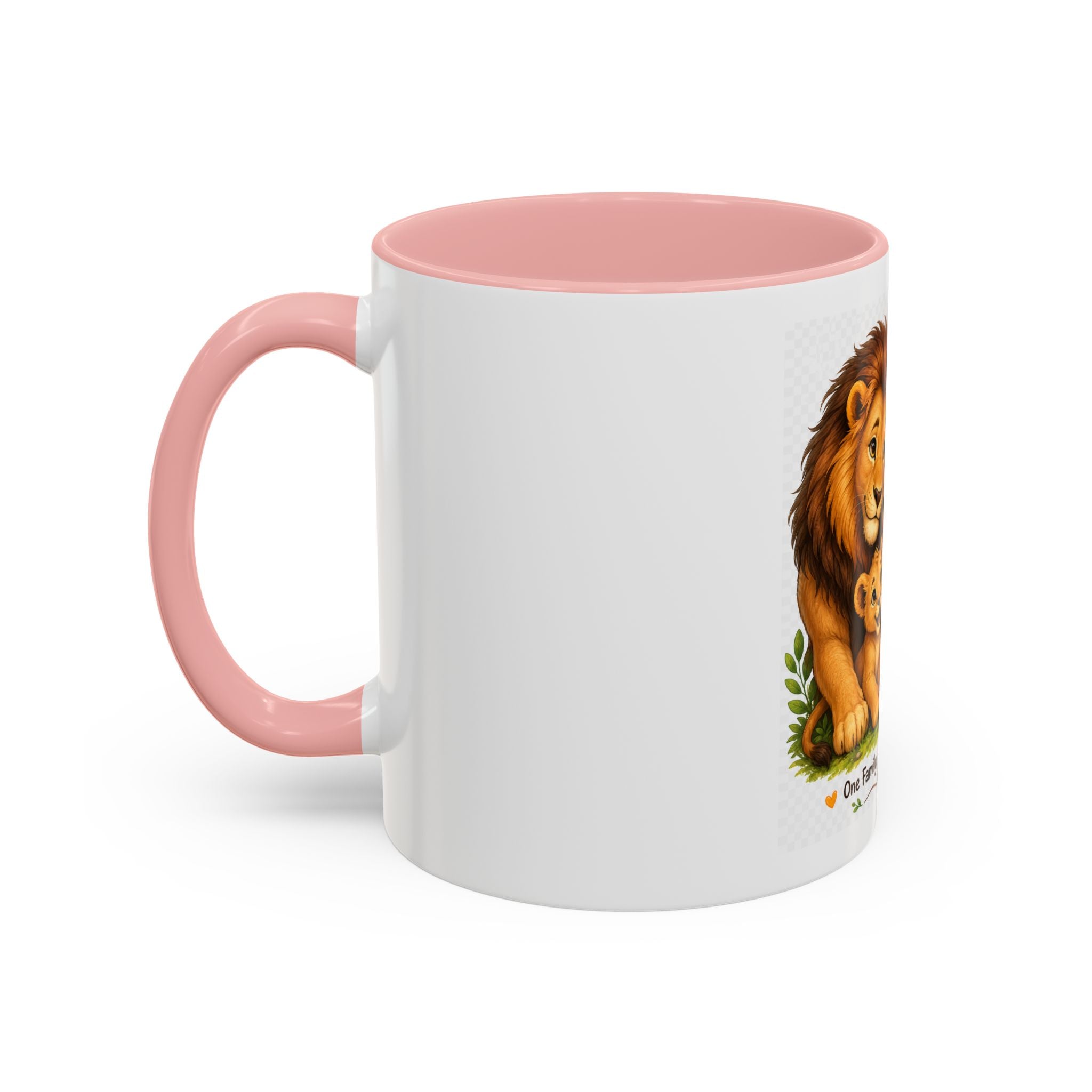 Family Lion Coffee Mug — "Together We Are Strong, Love Grows Here" Accent Mug