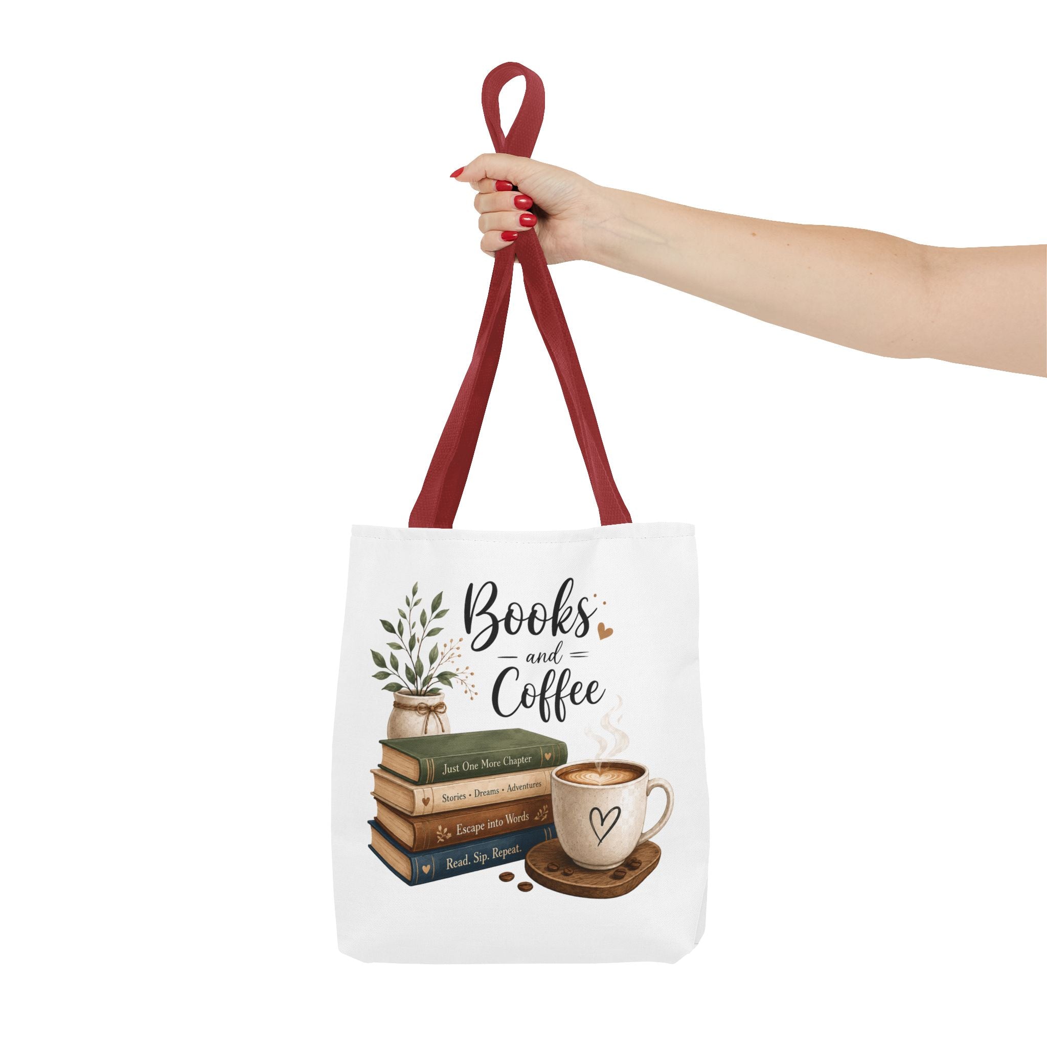 Books and Coffee Tote Bag — Book Lover Canvas Tote
