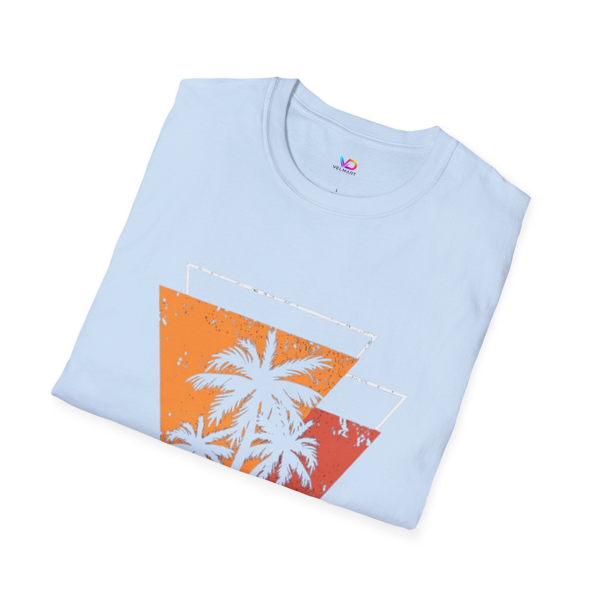 Vintage Palm Triangle T‑Shirt — Retro Sunset Beach Tee