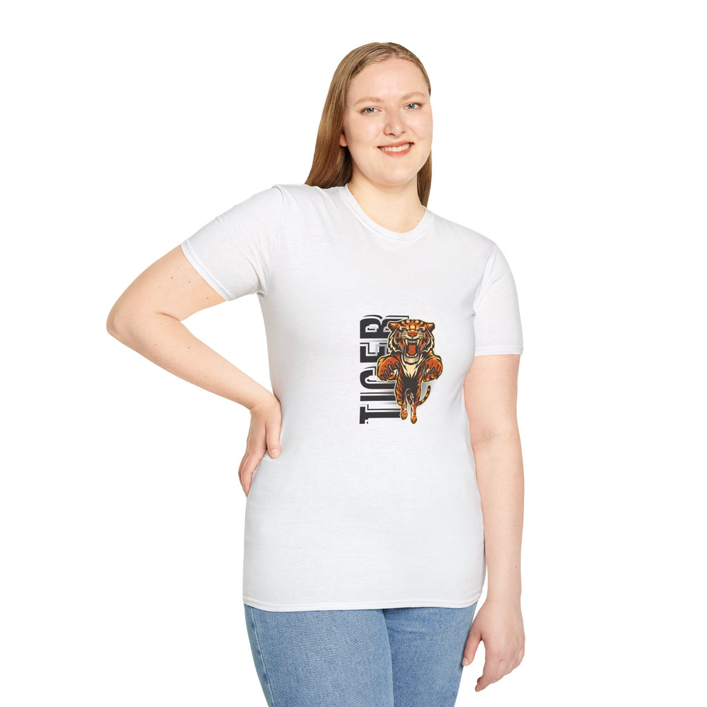 Tiger Graphic T-Shirt – Fierce Roaring Tiger Vertical Text Design
