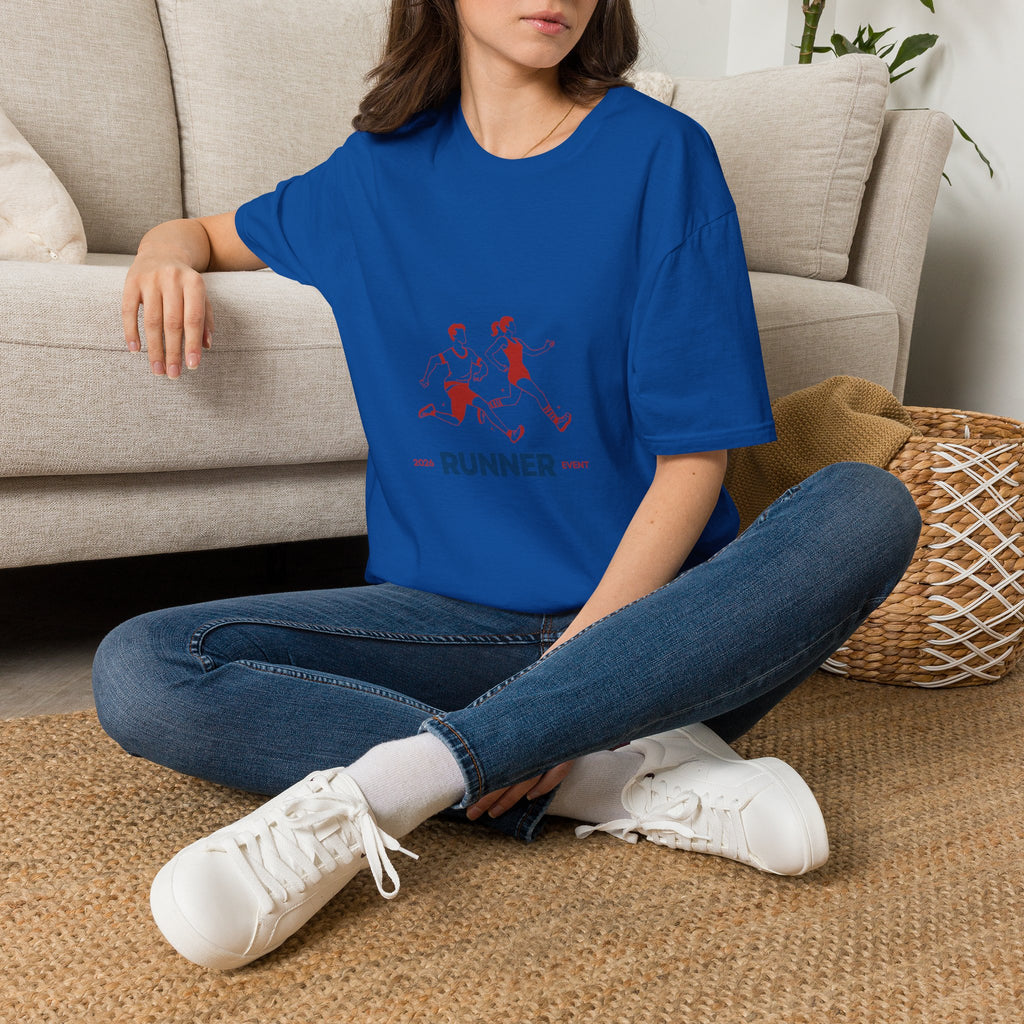 Runner Graphic Tee — Retro Couple Jogging Design