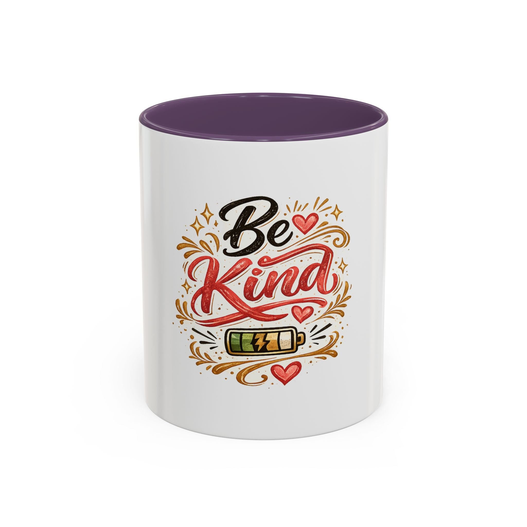 Be Kind Accent Coffee Mug — Inspirational White & Black Ceramic Mug (11/15oz)