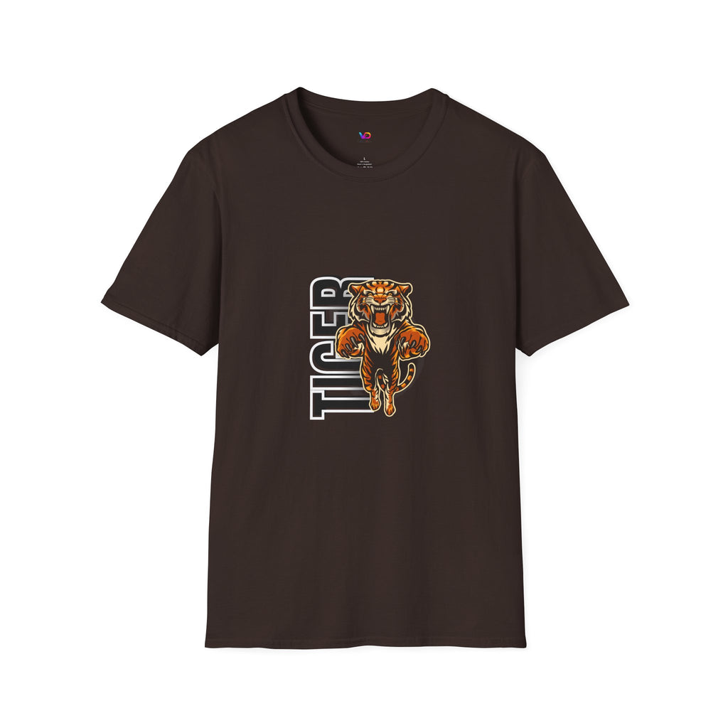 Tiger Graphic T-Shirt – Fierce Roaring Tiger Vertical Text Design
