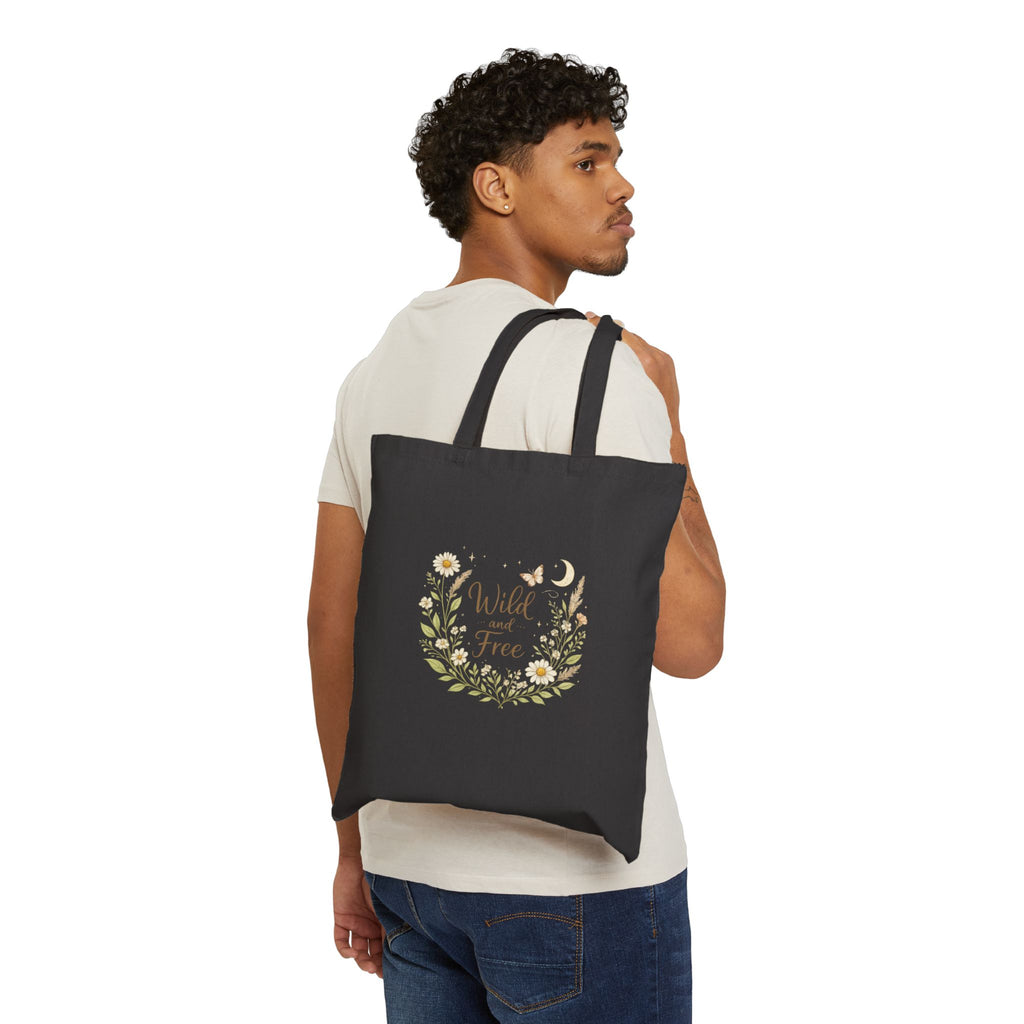 Wild and Free Floral Canvas Tote Bag