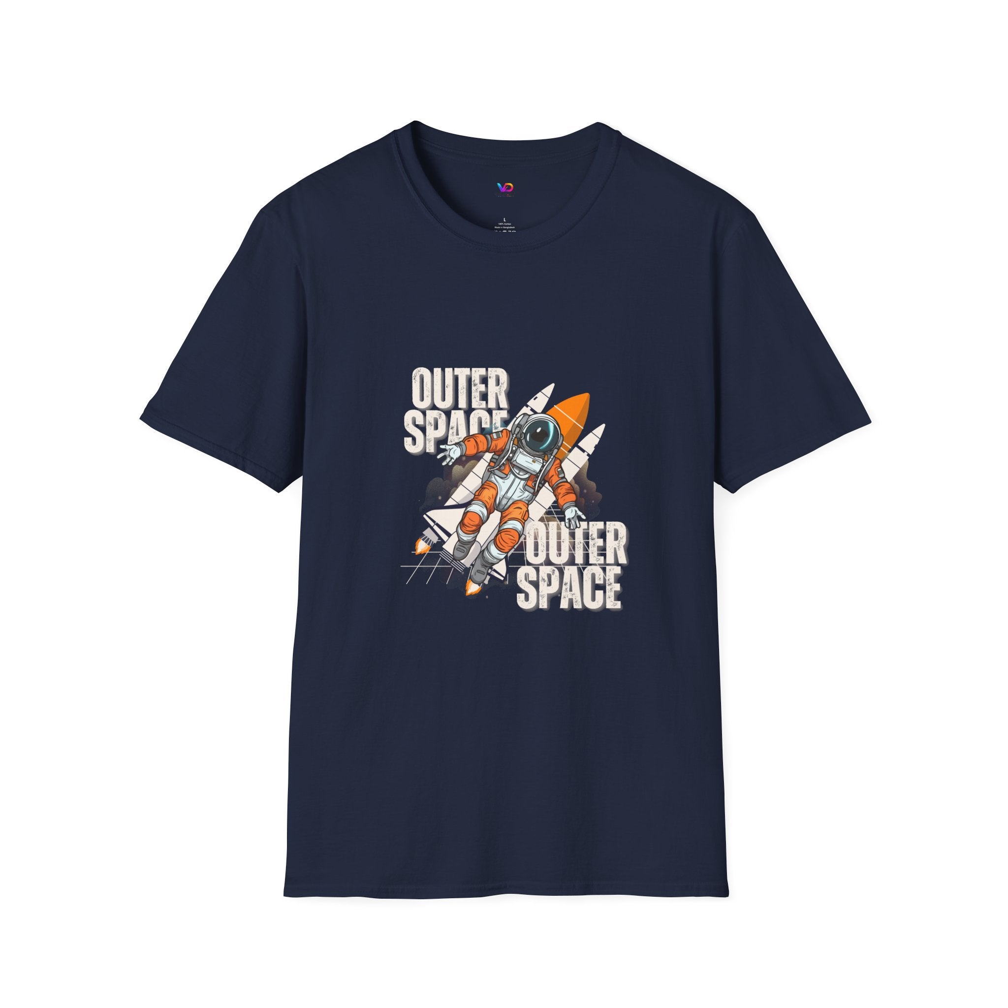 Outer Space Rocket Astronaut Tee — Retro Orange Space Shuttle T-Shirt