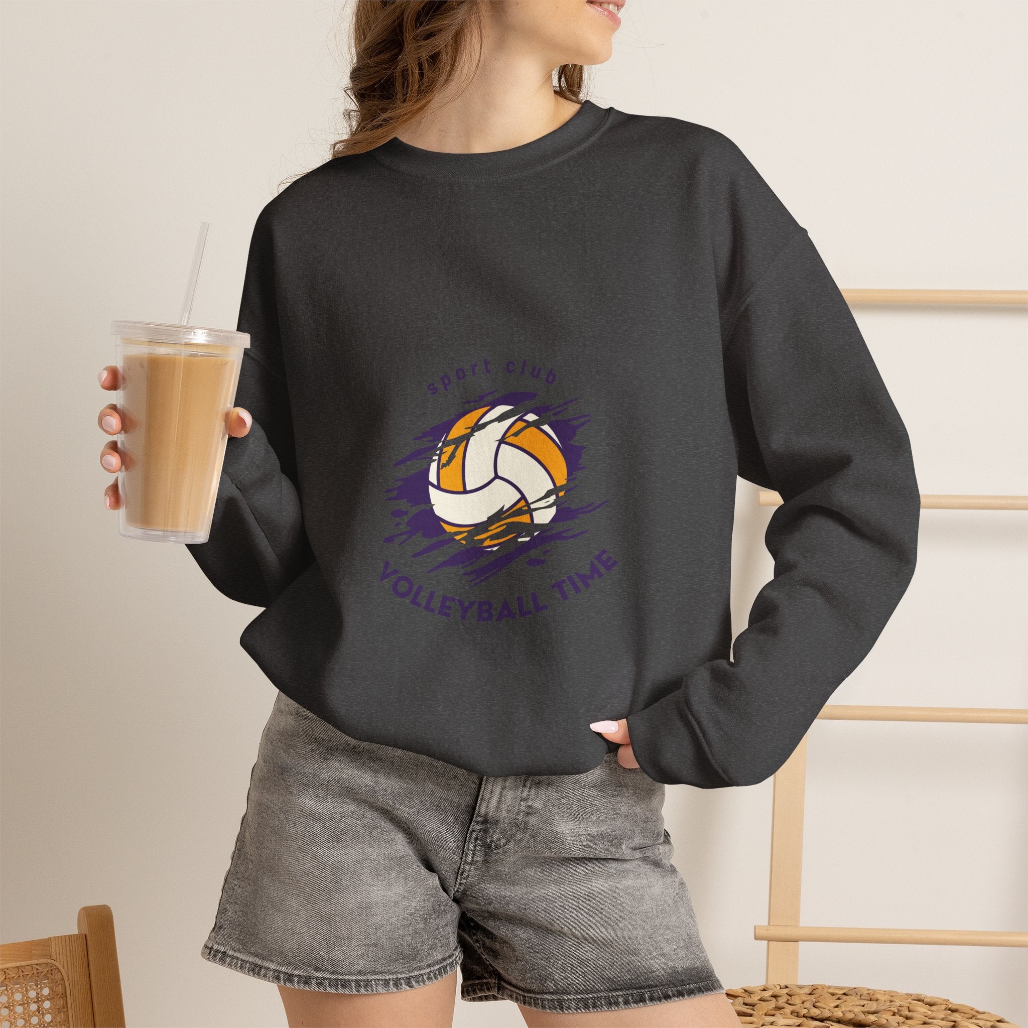Volleyball Time Crewneck Sweatshirt — Sport Club Graphic Pullover