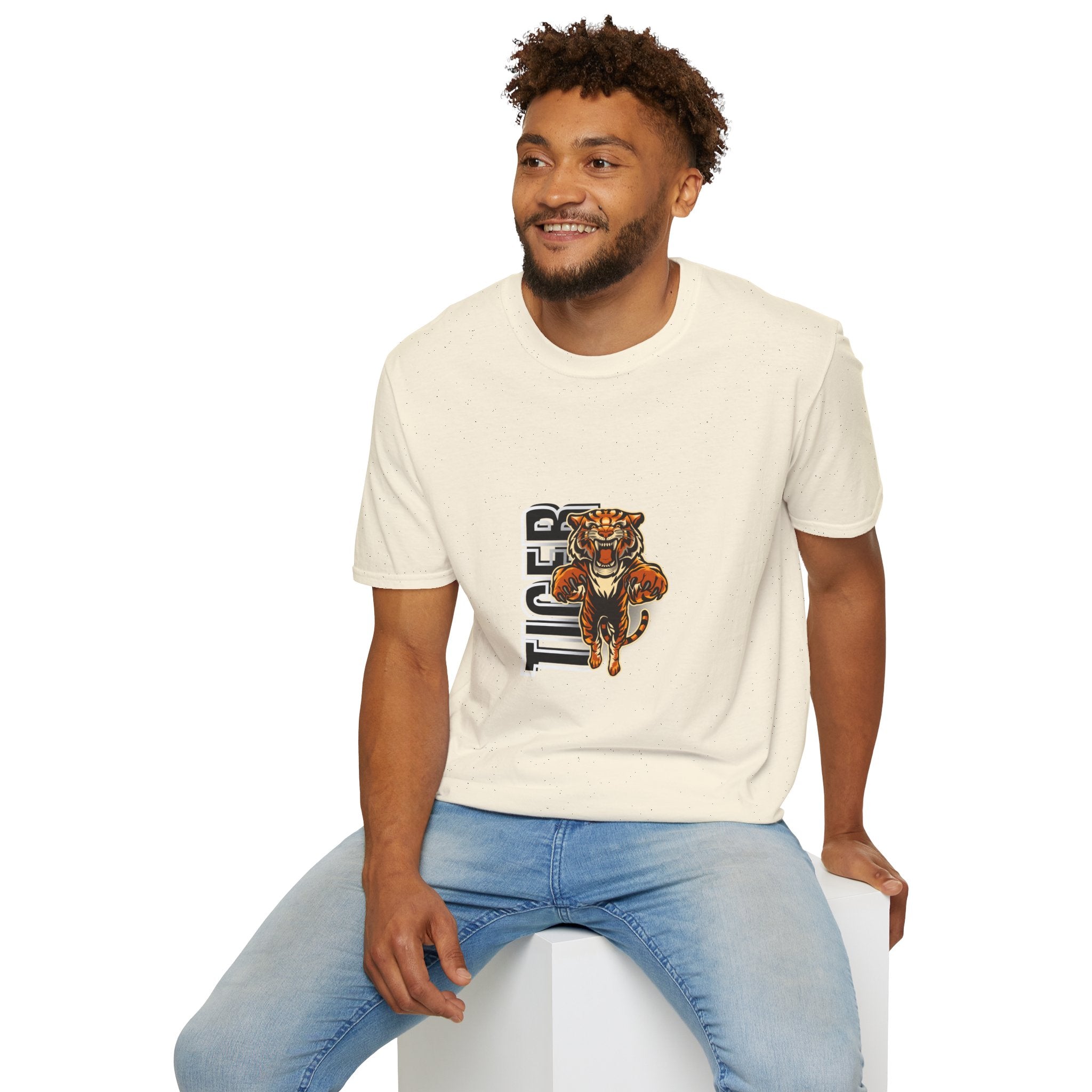 Tiger Graphic T-Shirt – Fierce Roaring Tiger Vertical Text Design