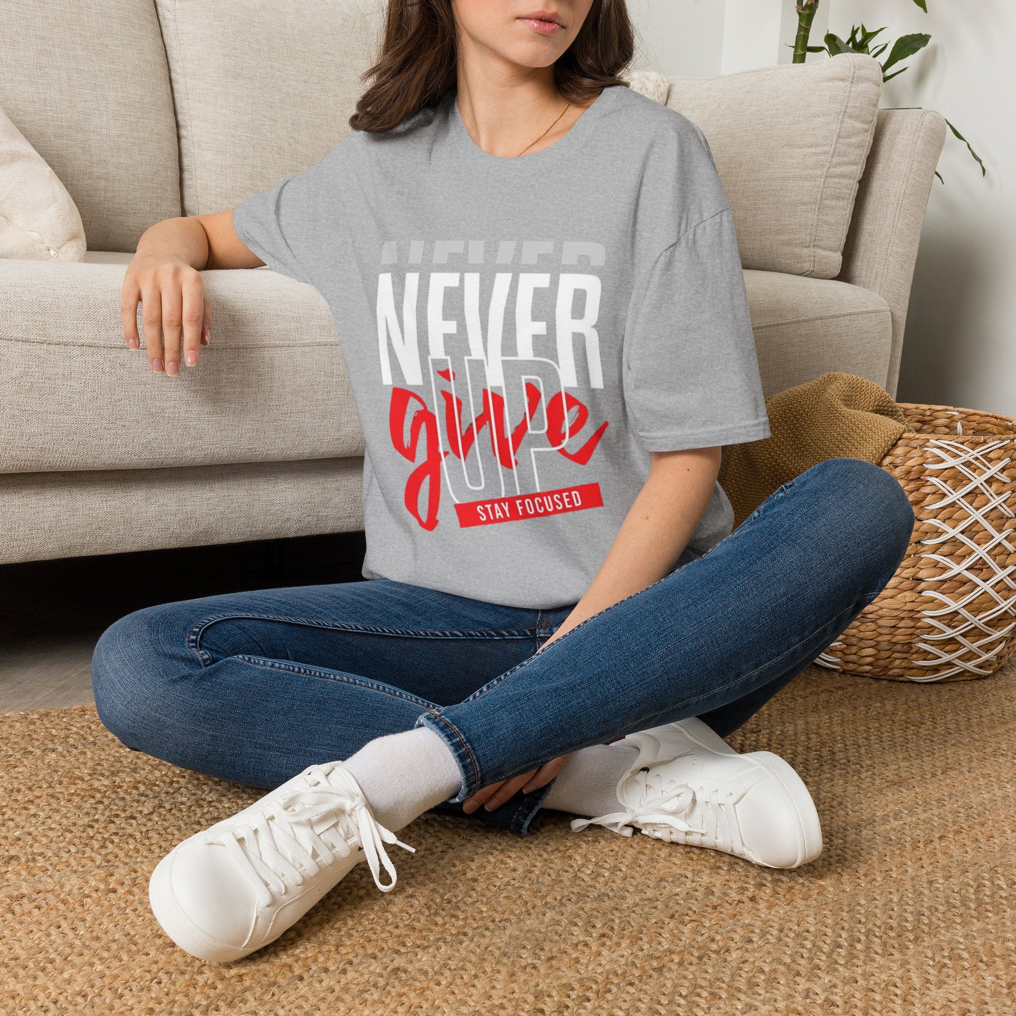 Never Give Up T-Shirt — Motivational Graphic Tee (Stay Focused)