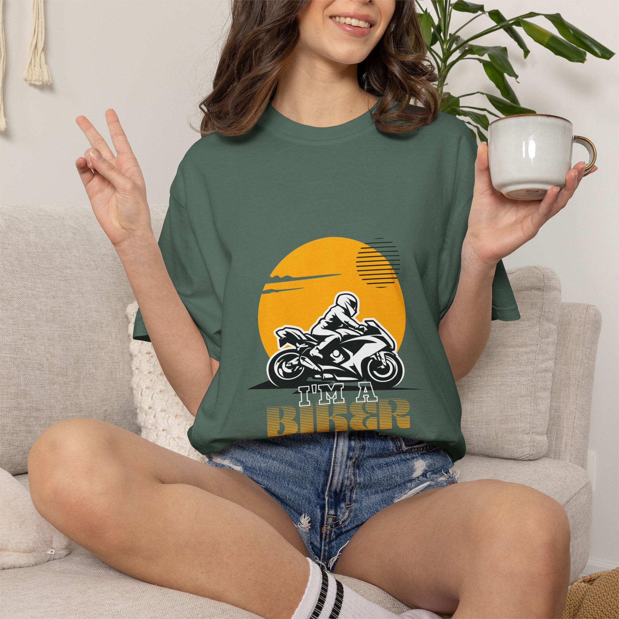 Motorcycle Rider T-Shirt — Retro Sunset Biker Graphic