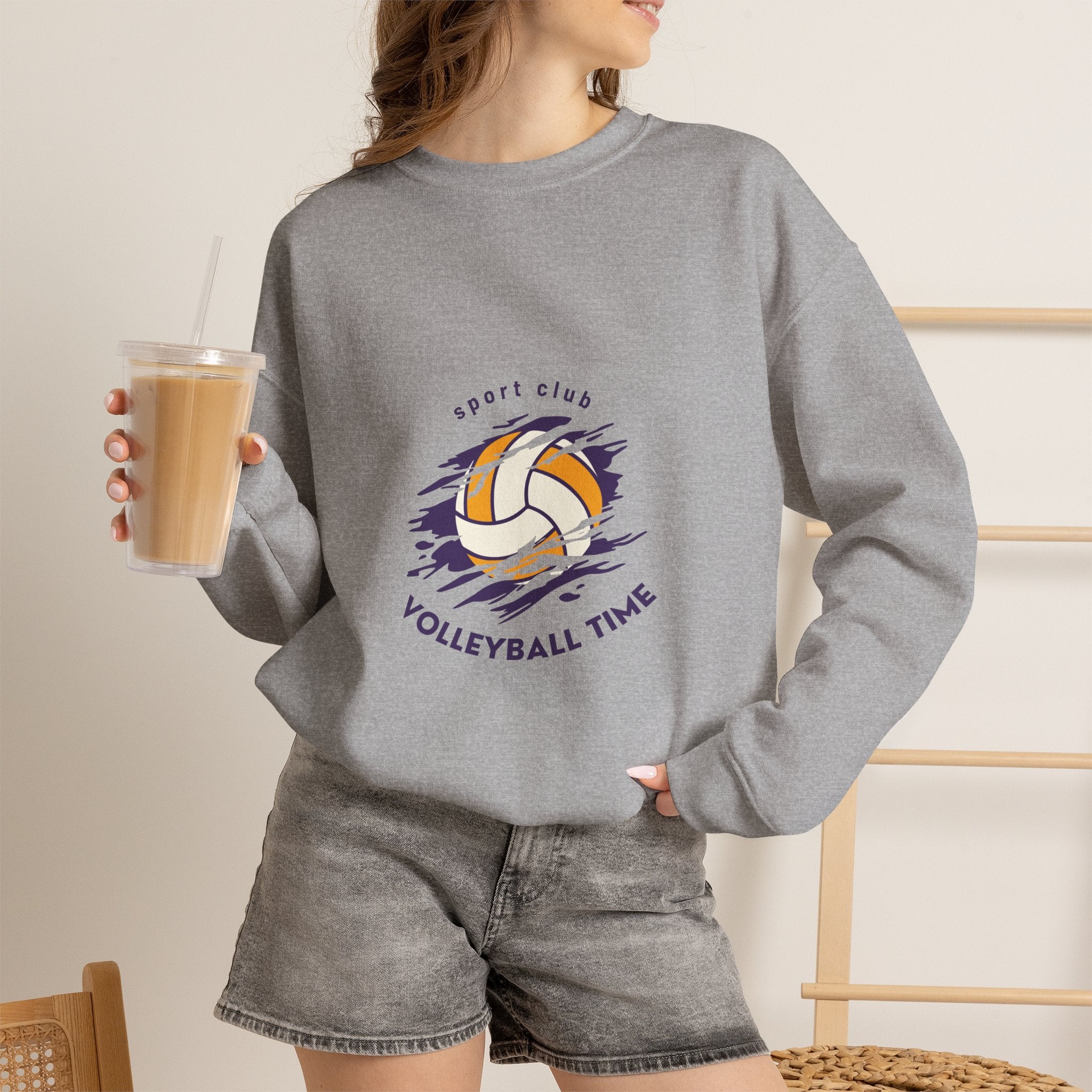 Volleyball Time Crewneck Sweatshirt — Sport Club Graphic Pullover