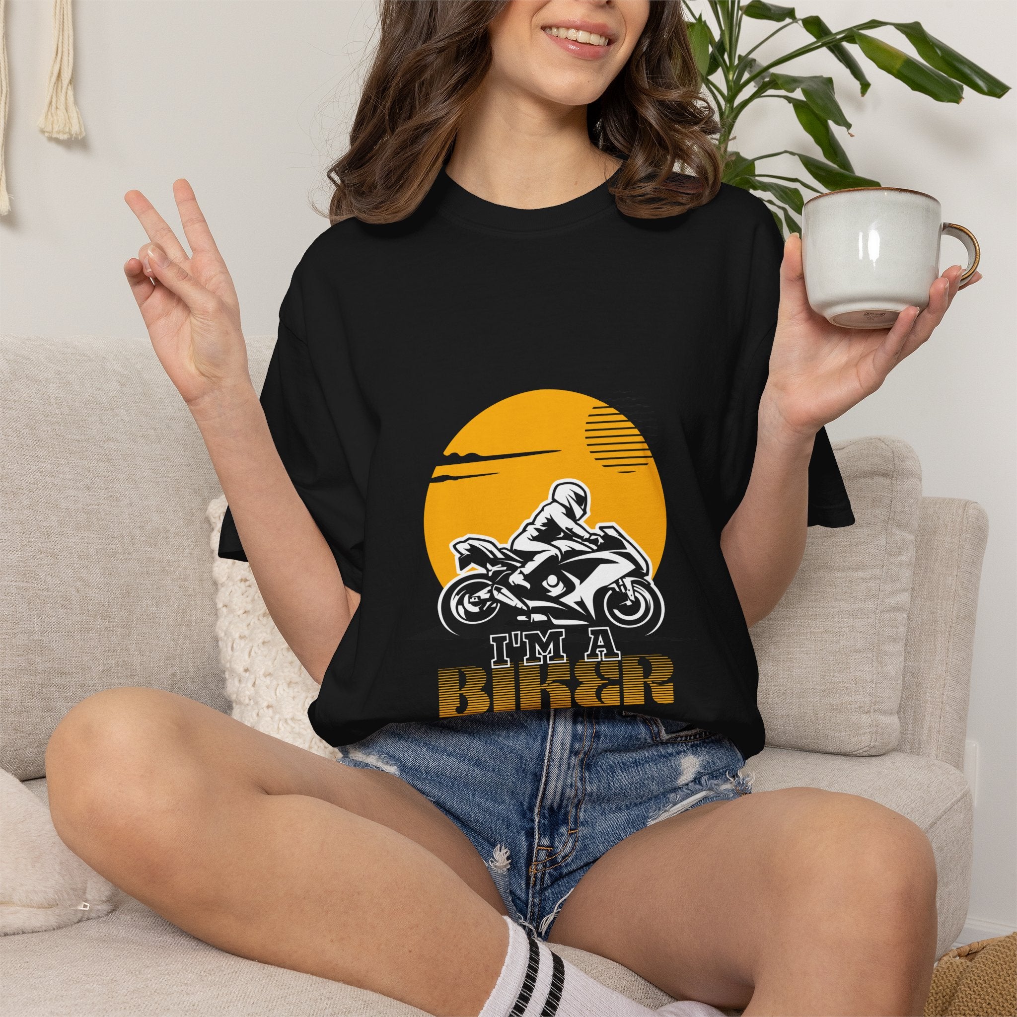 Motorcycle Rider T-Shirt — Retro Sunset Biker Graphic