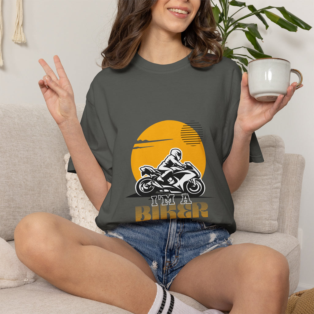 Motorcycle Rider T-Shirt — Retro Sunset Biker Graphic