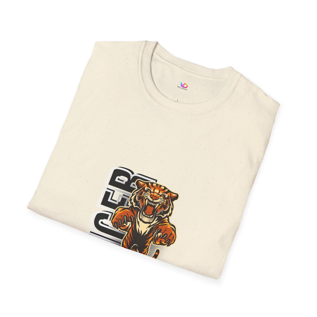 Tiger Graphic T-Shirt – Fierce Roaring Tiger Vertical Text Design