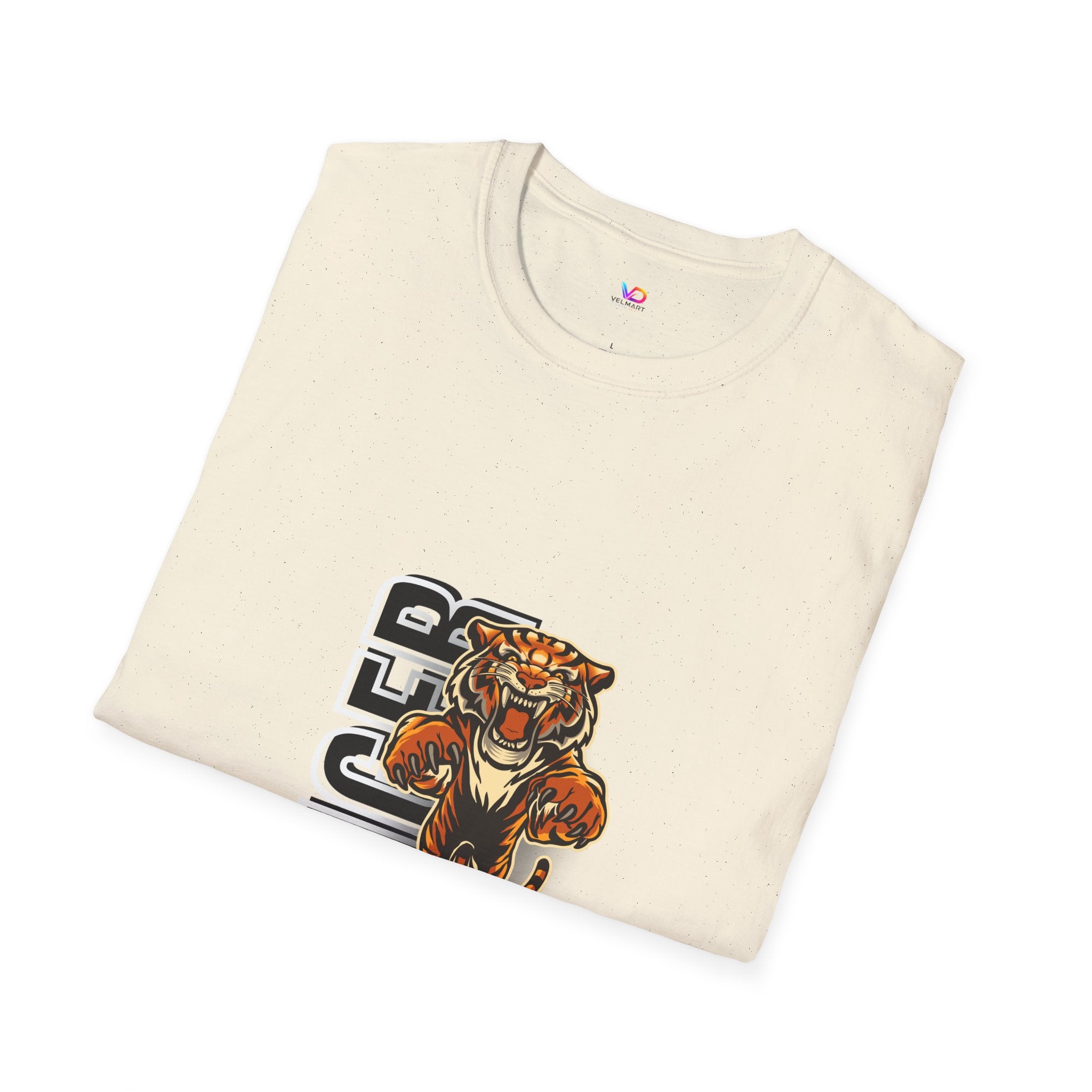 Tiger Graphic T-Shirt – Fierce Roaring Tiger Vertical Text Design