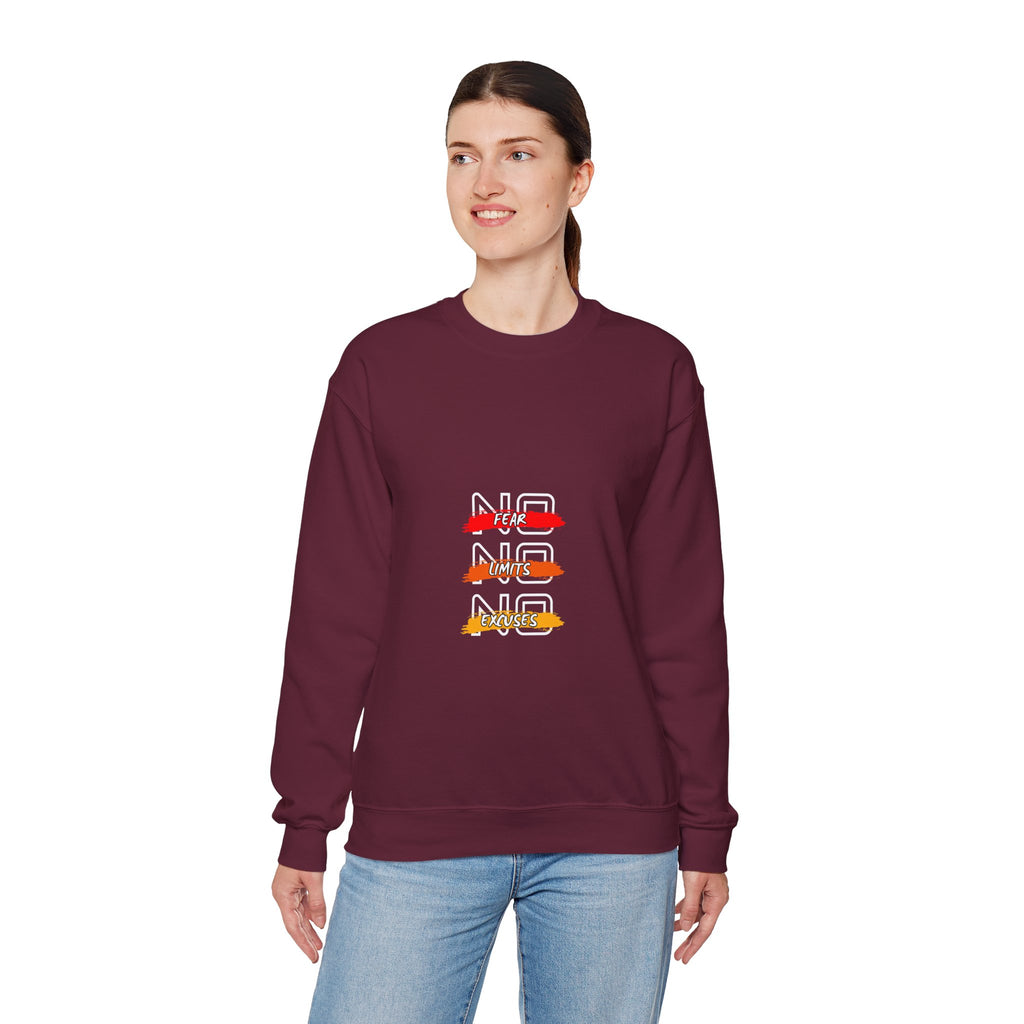 No Fear No Limits No Doubt Crewneck Sweatshirt — Motivational Graphic Pullover