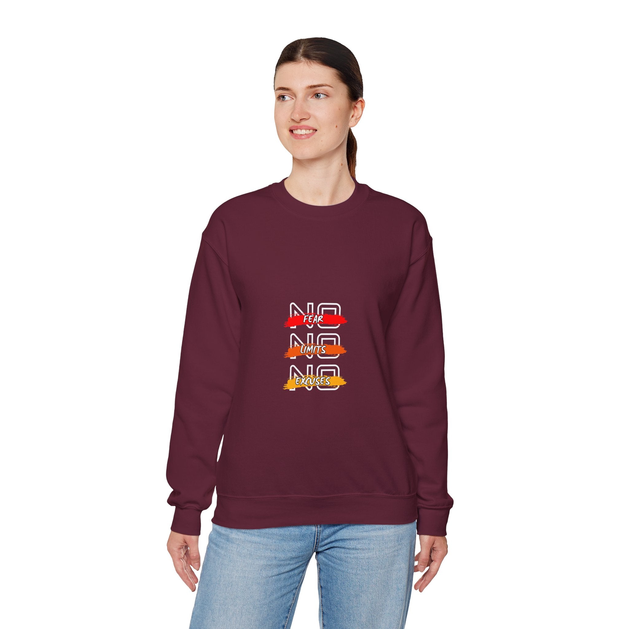 No Fear No Limits No Doubt Crewneck Sweatshirt — Motivational Graphic Pullover