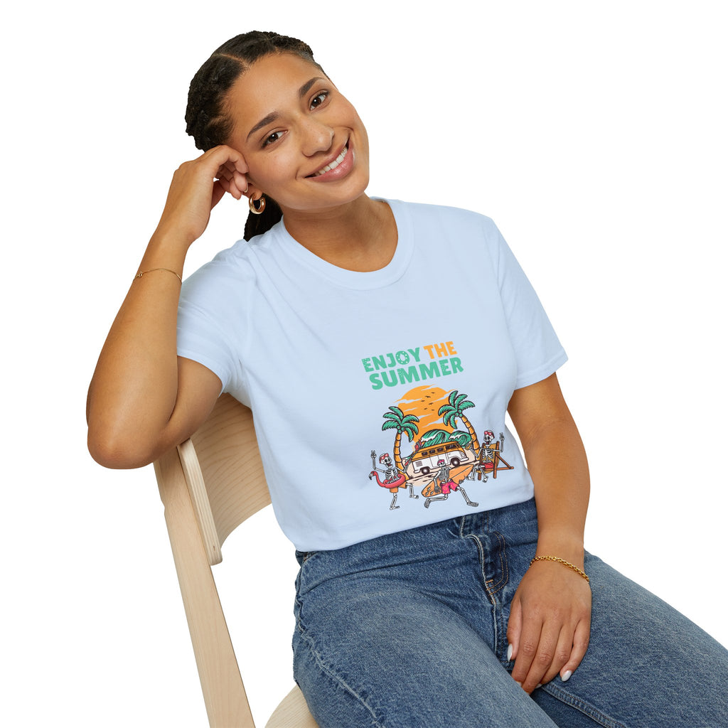 Summer Beach T-Shirt — "Enjoy The Summer" Palm Tree Surf Graphic
