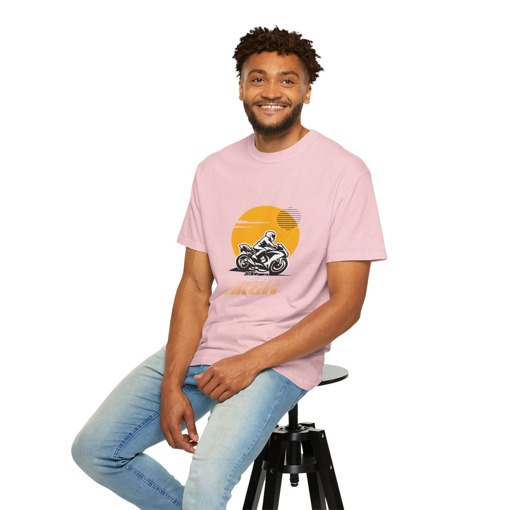 Motorcycle Rider T-Shirt — Retro Sunset Biker Graphic