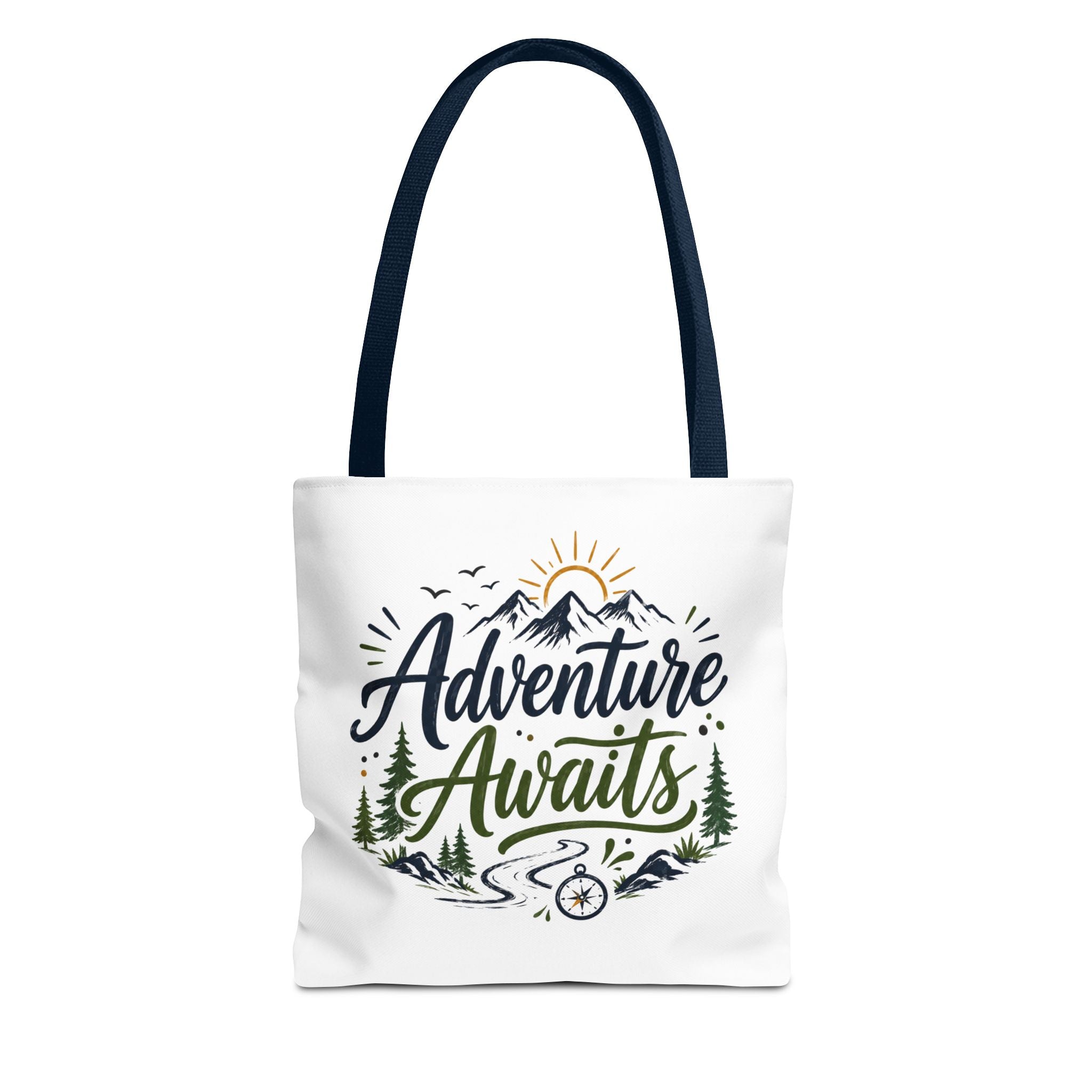 Adventure Awaits Tote Bag — Mountain Hiking Travel Canvas Tote