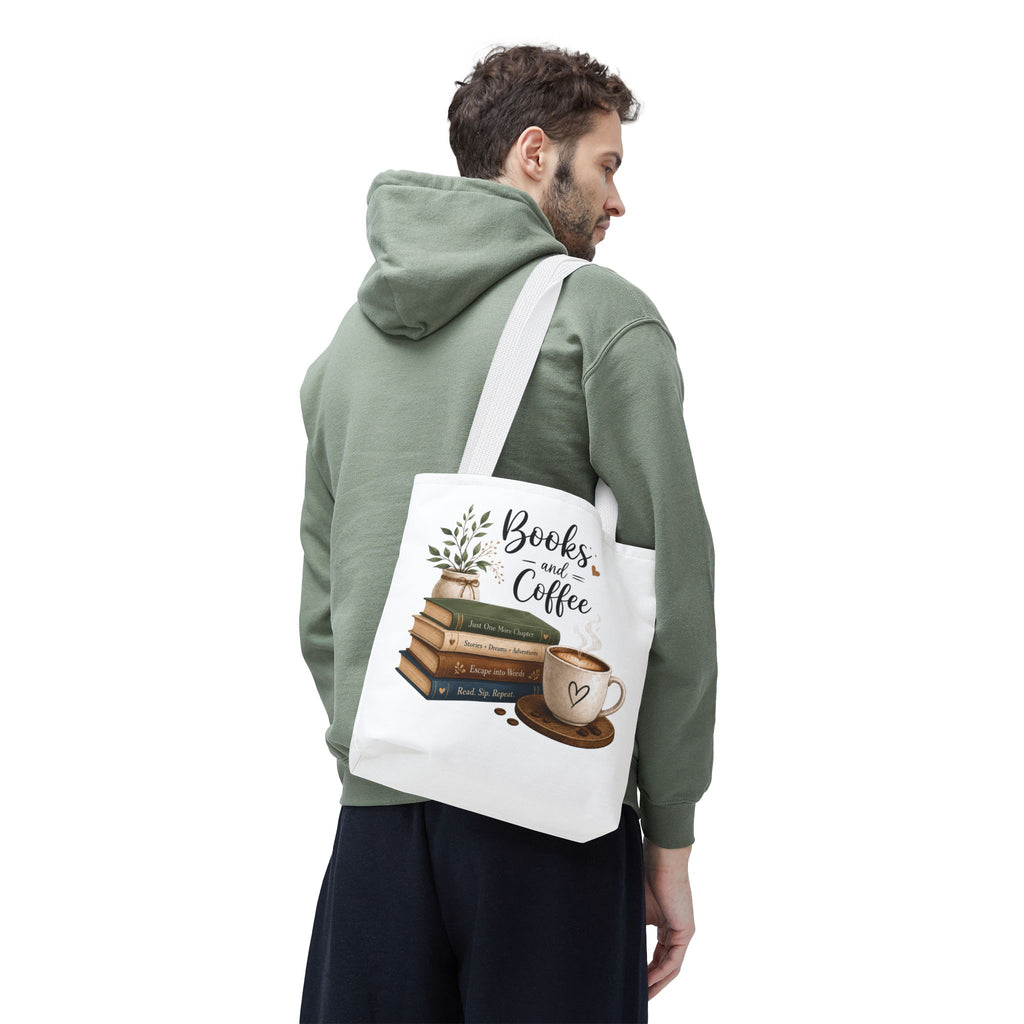 Books and Coffee Tote Bag — Book Lover Canvas Tote