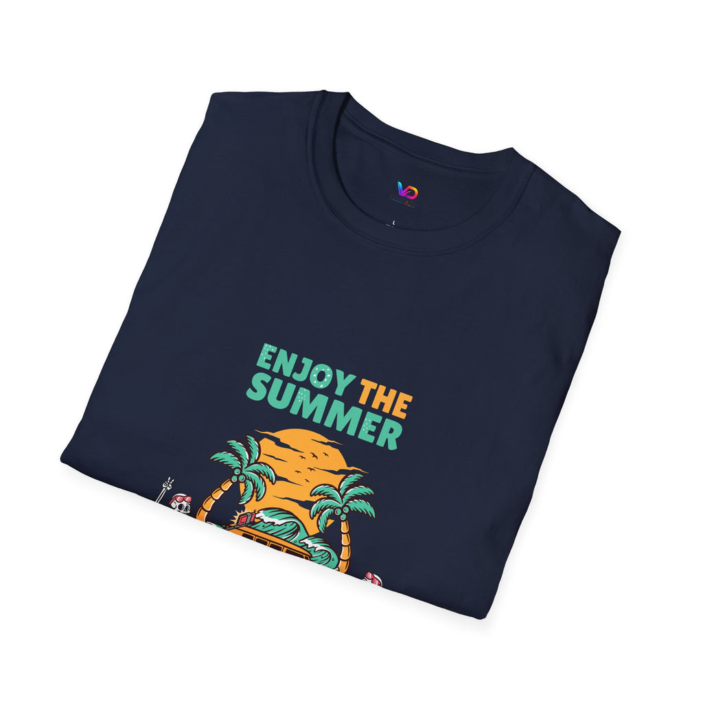 Summer Beach T-Shirt — "Enjoy The Summer" Palm Tree Surf Graphic