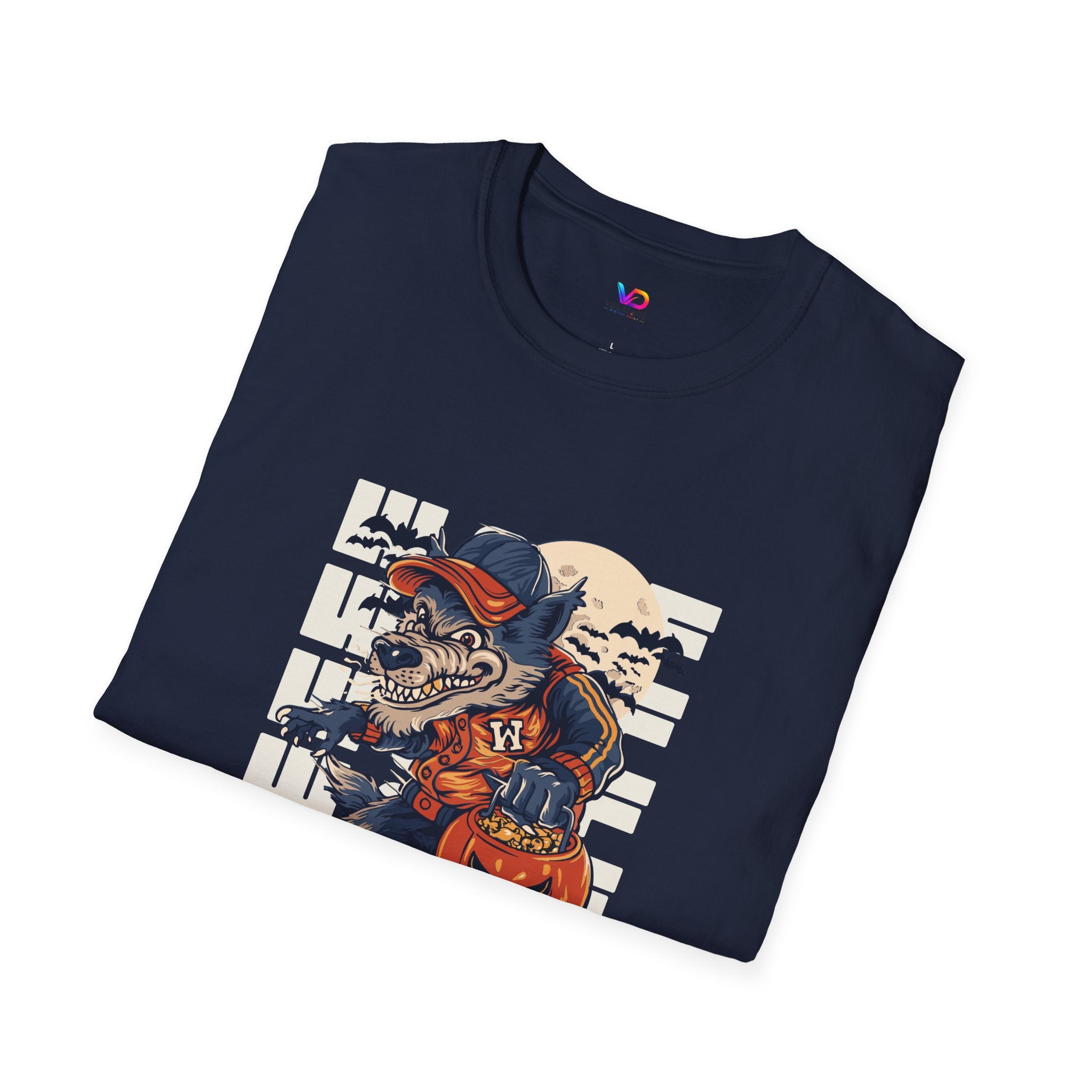 Halloween Skateboarder Skeleton T-Shirt — Spooky Pumpkin & Bats Graphic Tee