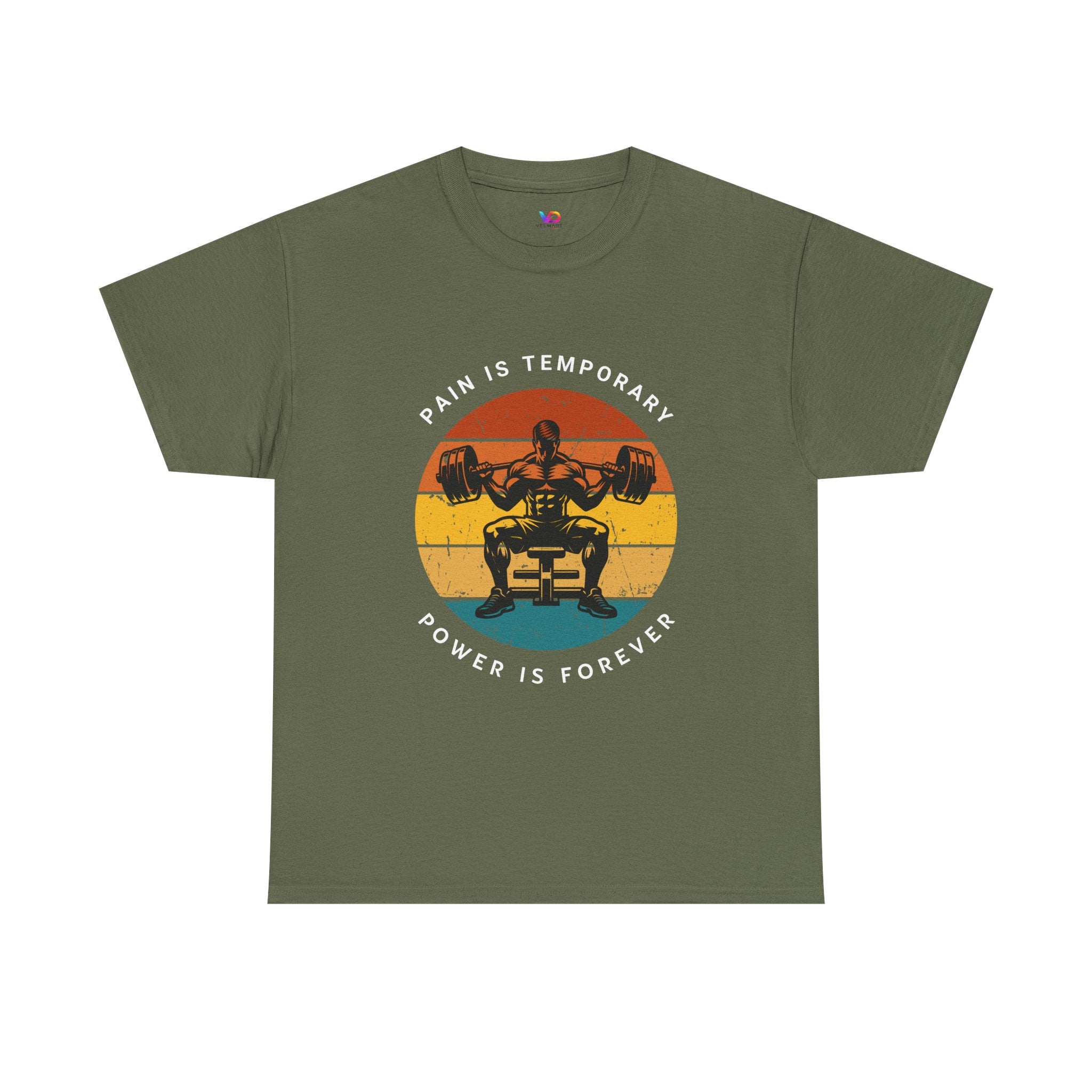 Workout Tee – "Pain Is Temporary, Power Is Forever" Retro Weightlifting T‑Shirt