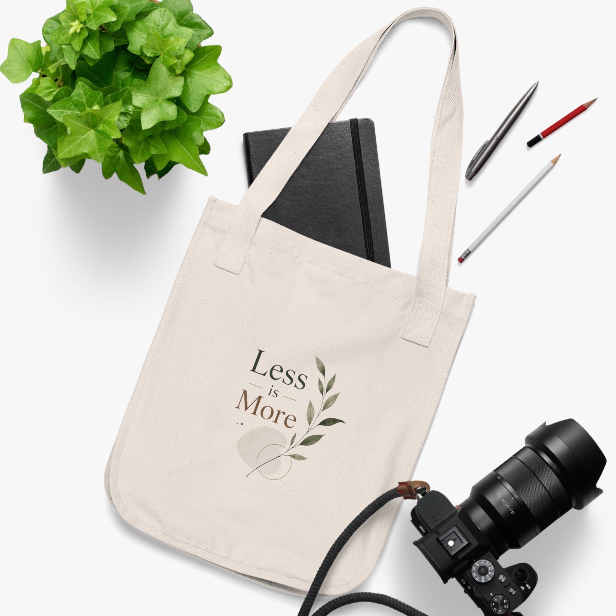 Canvas Tote — "Less Is More" Minimalist Organic Grocery & Everyday Bag
