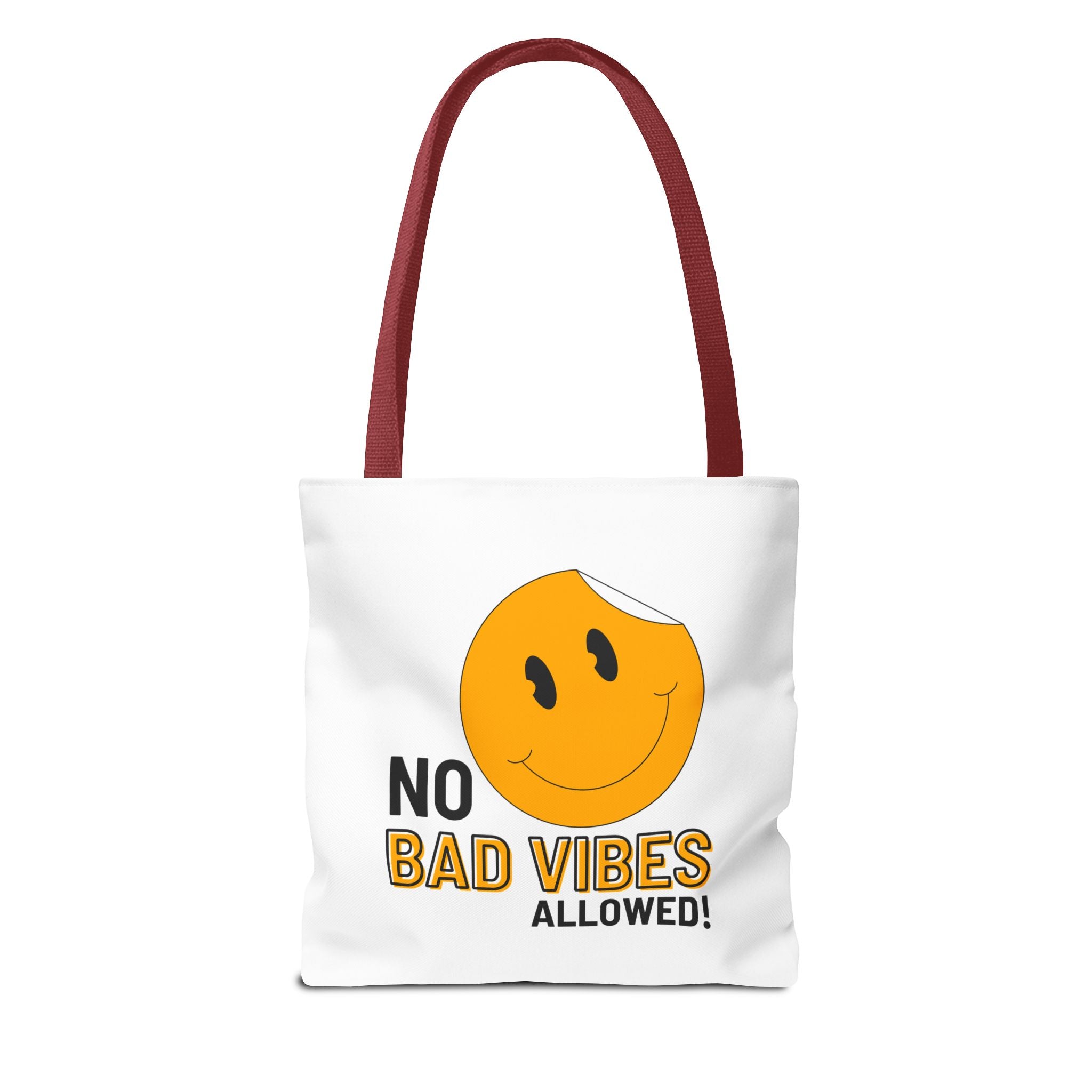 No Bad Vibes Tote Bag — Positive Smiley Reusable Beach & Grocery Bag