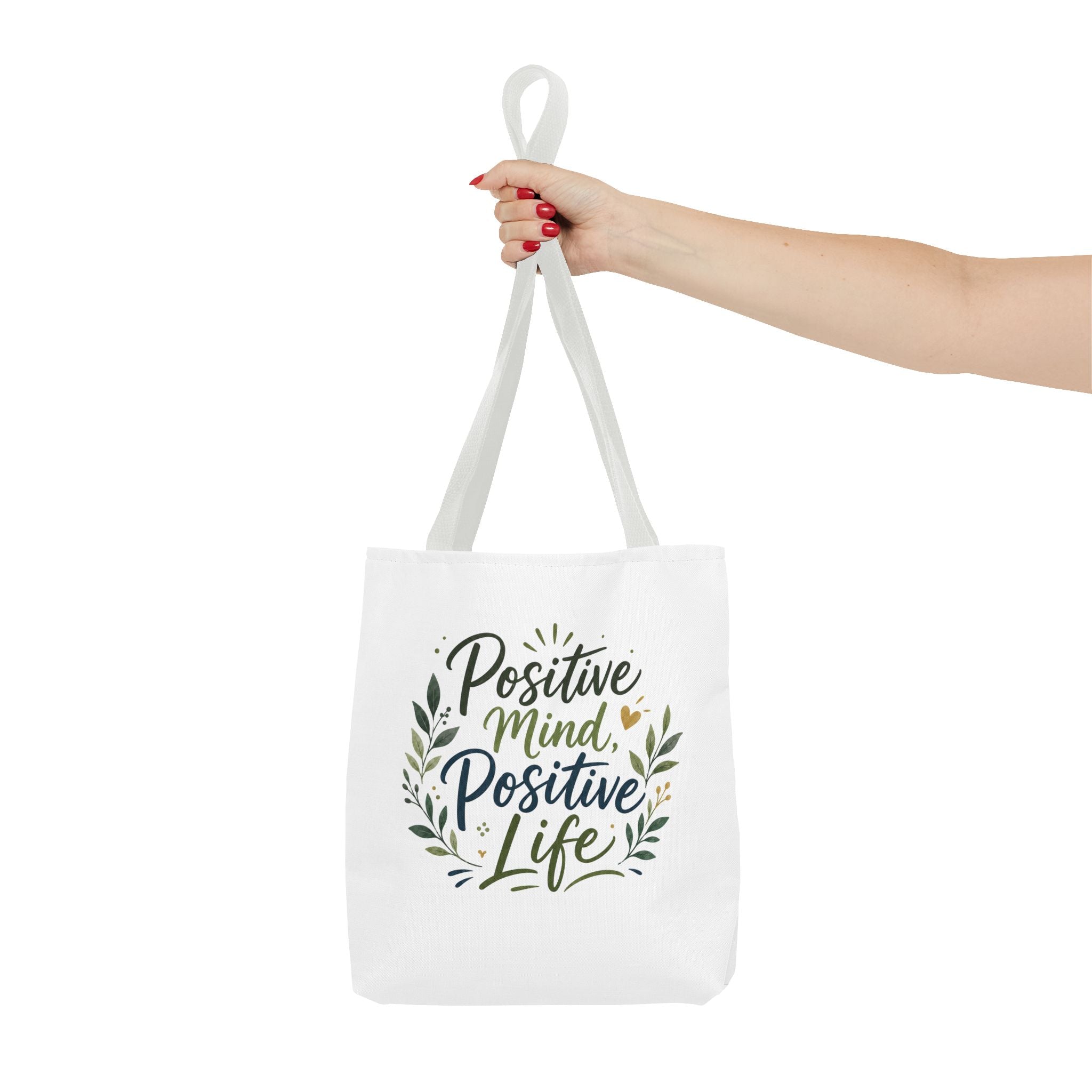 Positive Mind, Positive Life Tote Bag — Inspirational Floral Canvas Shopper