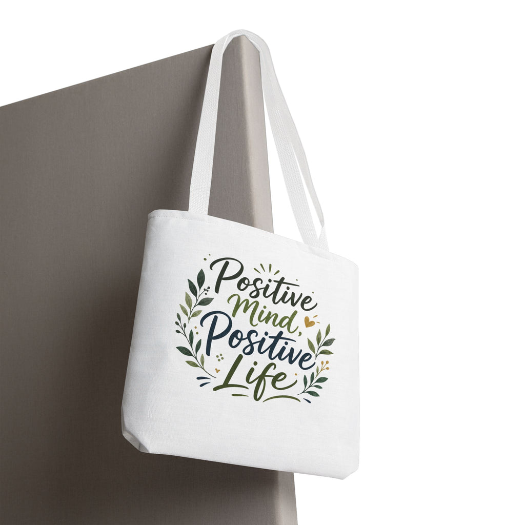 Positive Mind, Positive Life Tote Bag — Inspirational Floral Canvas Shopper