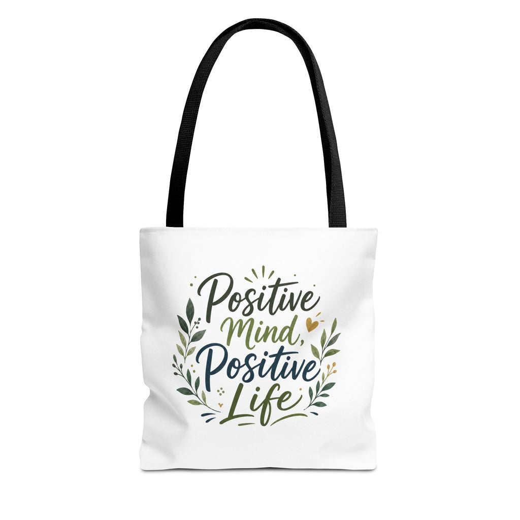 Positive Mind, Positive Life Tote Bag — Inspirational Floral Canvas Shopper