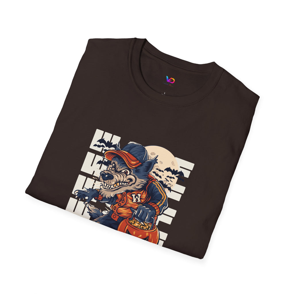 Halloween Skateboarder Skeleton T-Shirt — Spooky Pumpkin & Bats Graphic Tee