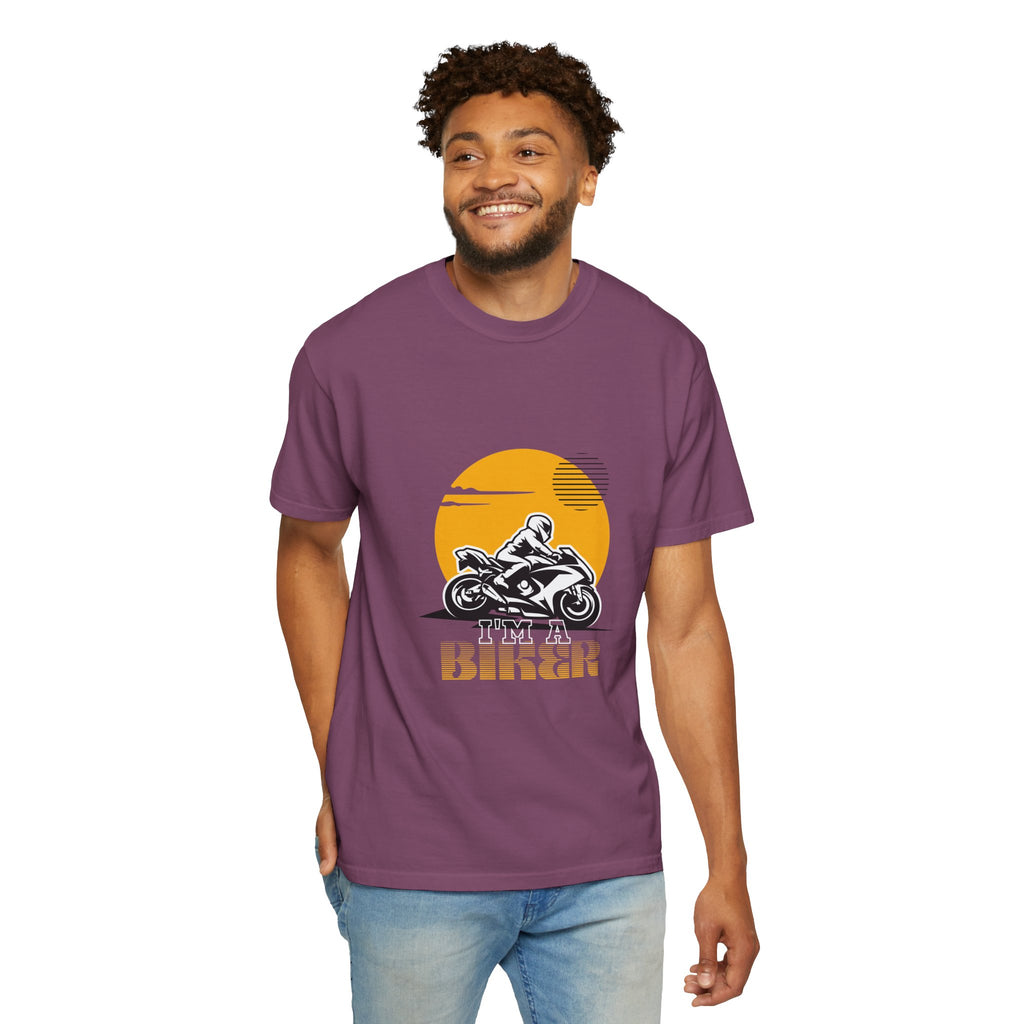 Motorcycle Rider T-Shirt — Retro Sunset Biker Graphic