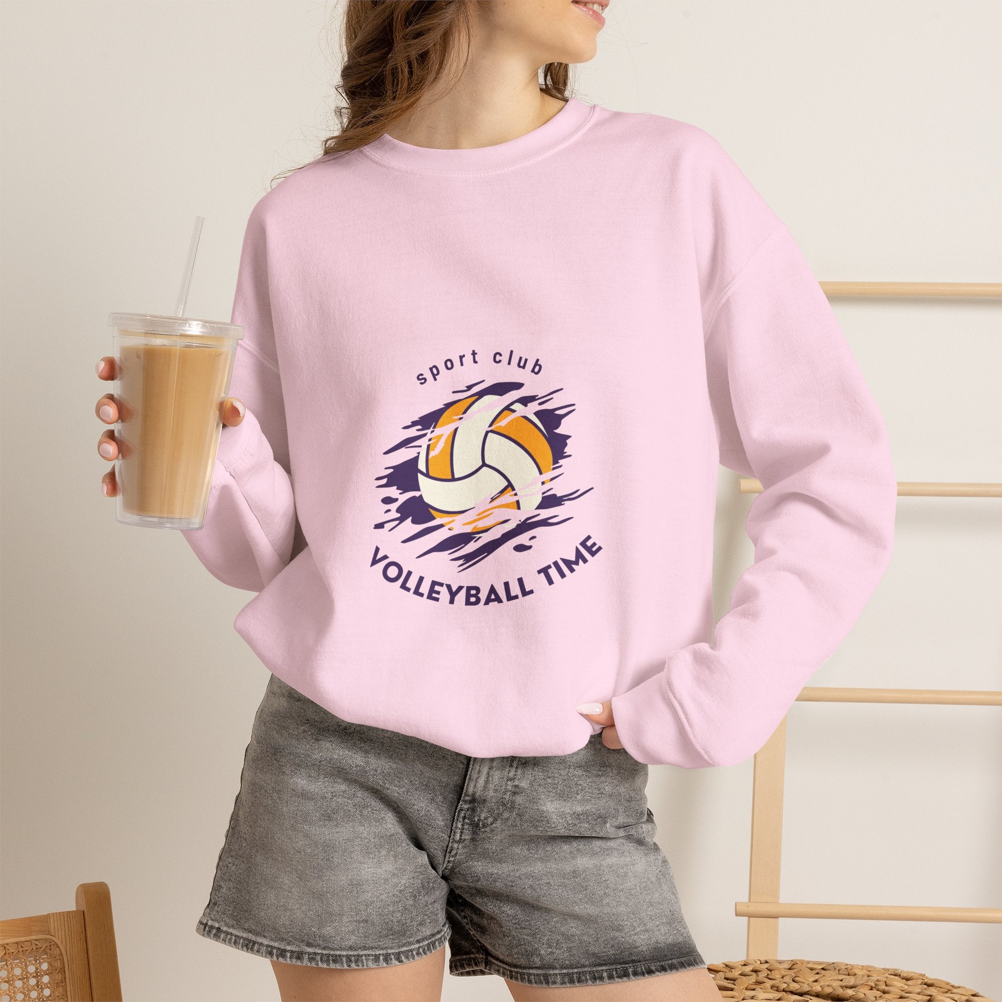 Volleyball Time Crewneck Sweatshirt — Sport Club Graphic Pullover