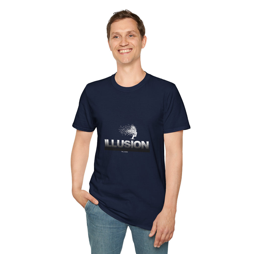Illusion Tree Graphic T-Shirt — Surreal 'ILLUSION' Typography Tee
