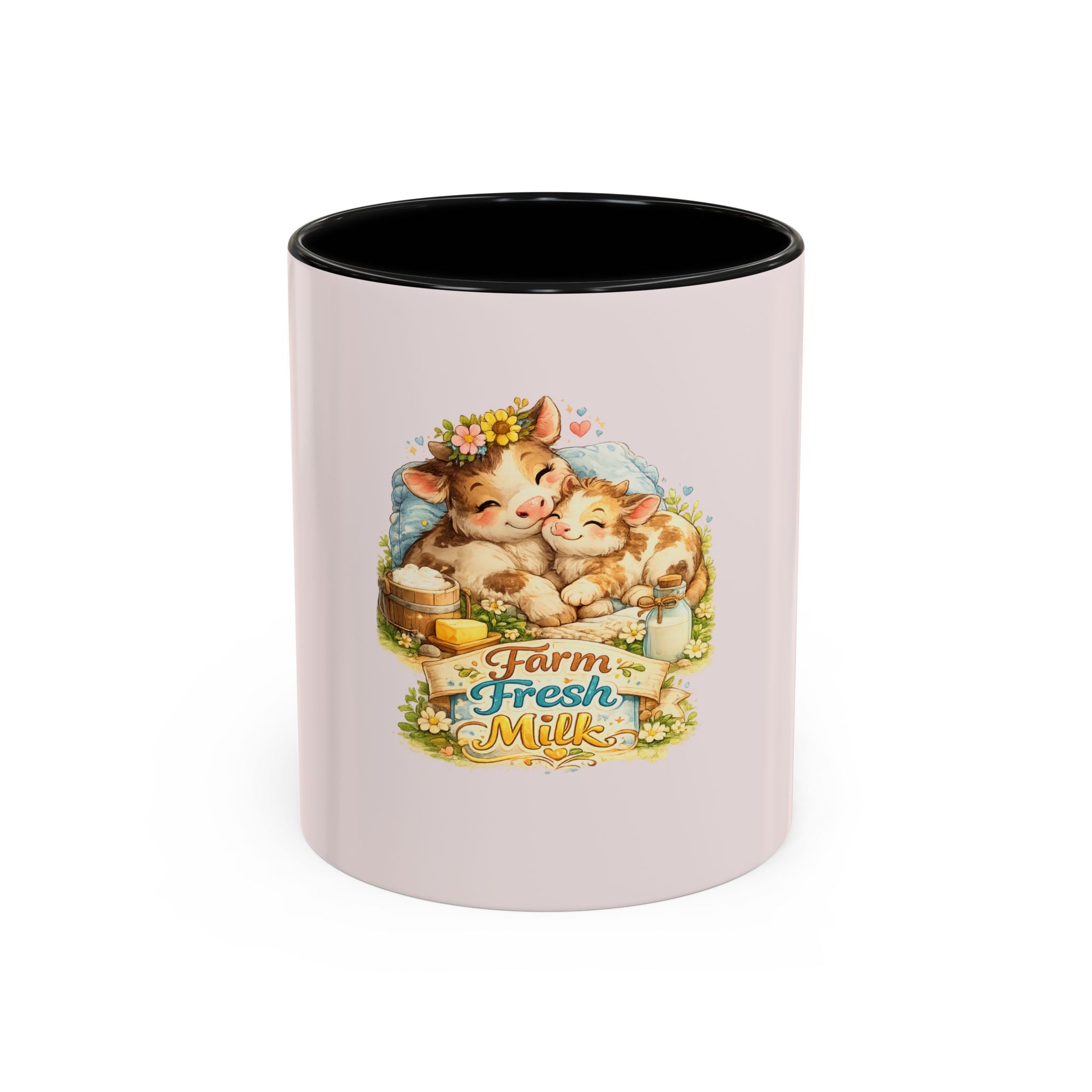 Farm Fresh Milk Coffee Mug — Cute Vintage Kittens Illustration (Accent 11/15oz)