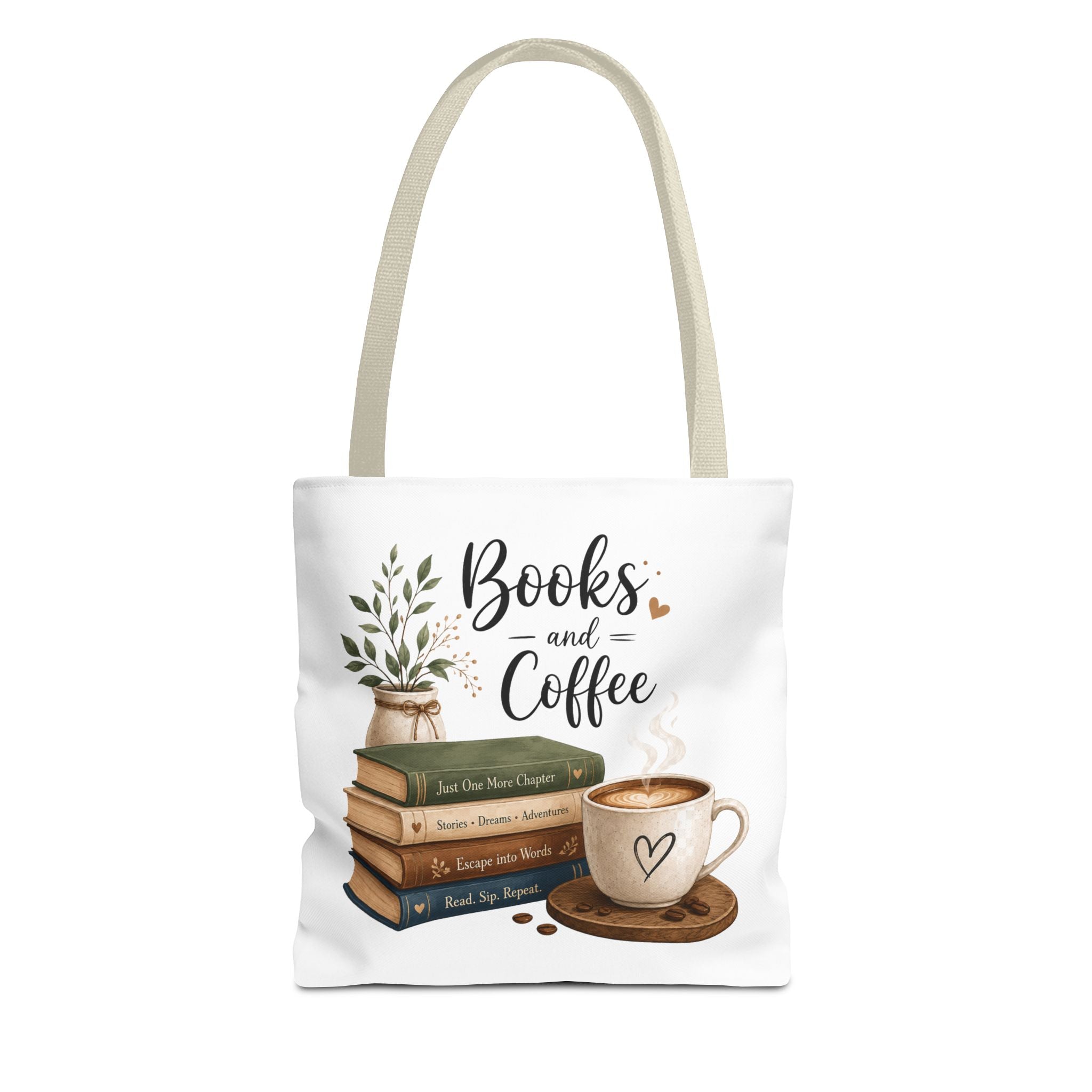 Books and Coffee Tote Bag — Book Lover Canvas Tote