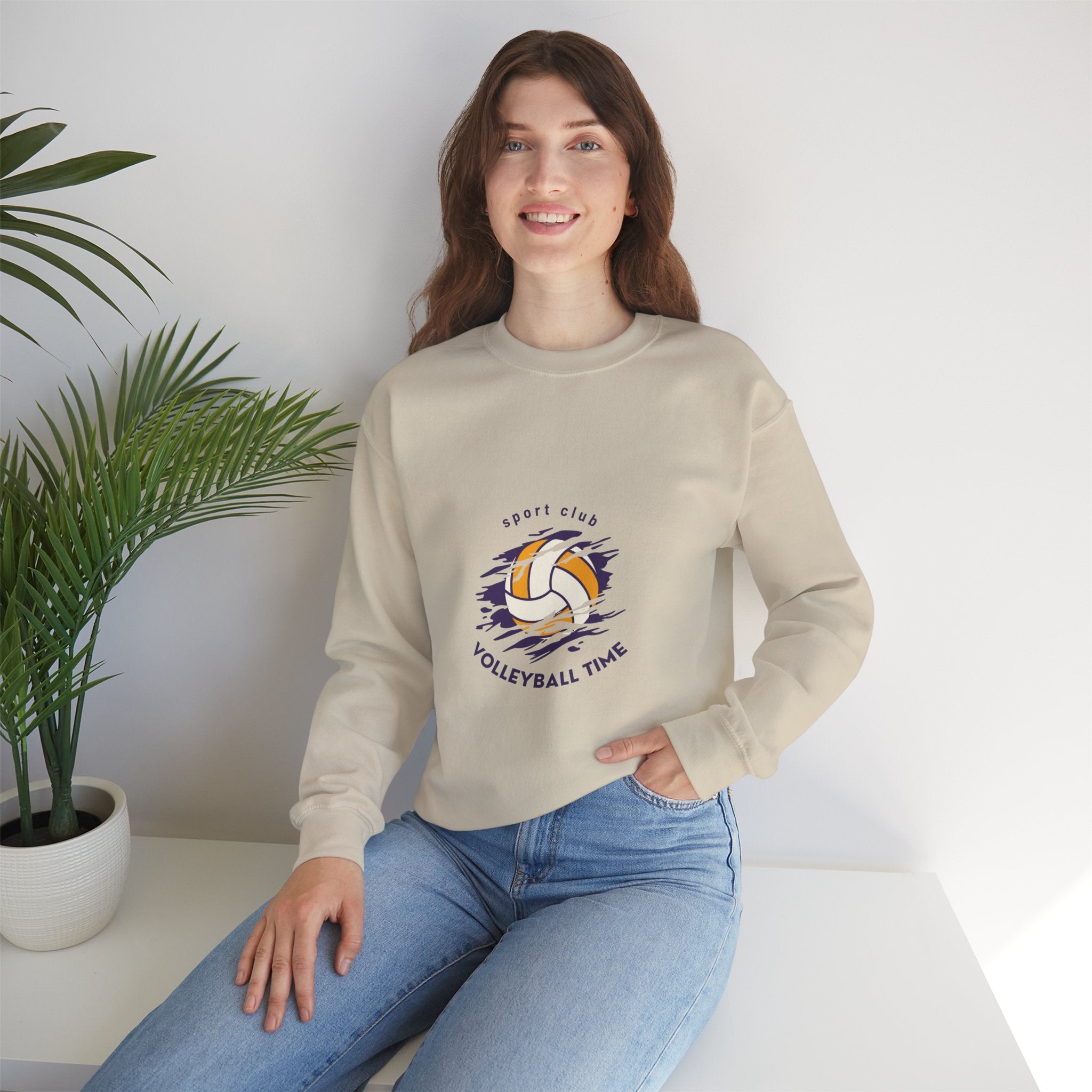 Volleyball Time Crewneck Sweatshirt — Sport Club Graphic Pullover