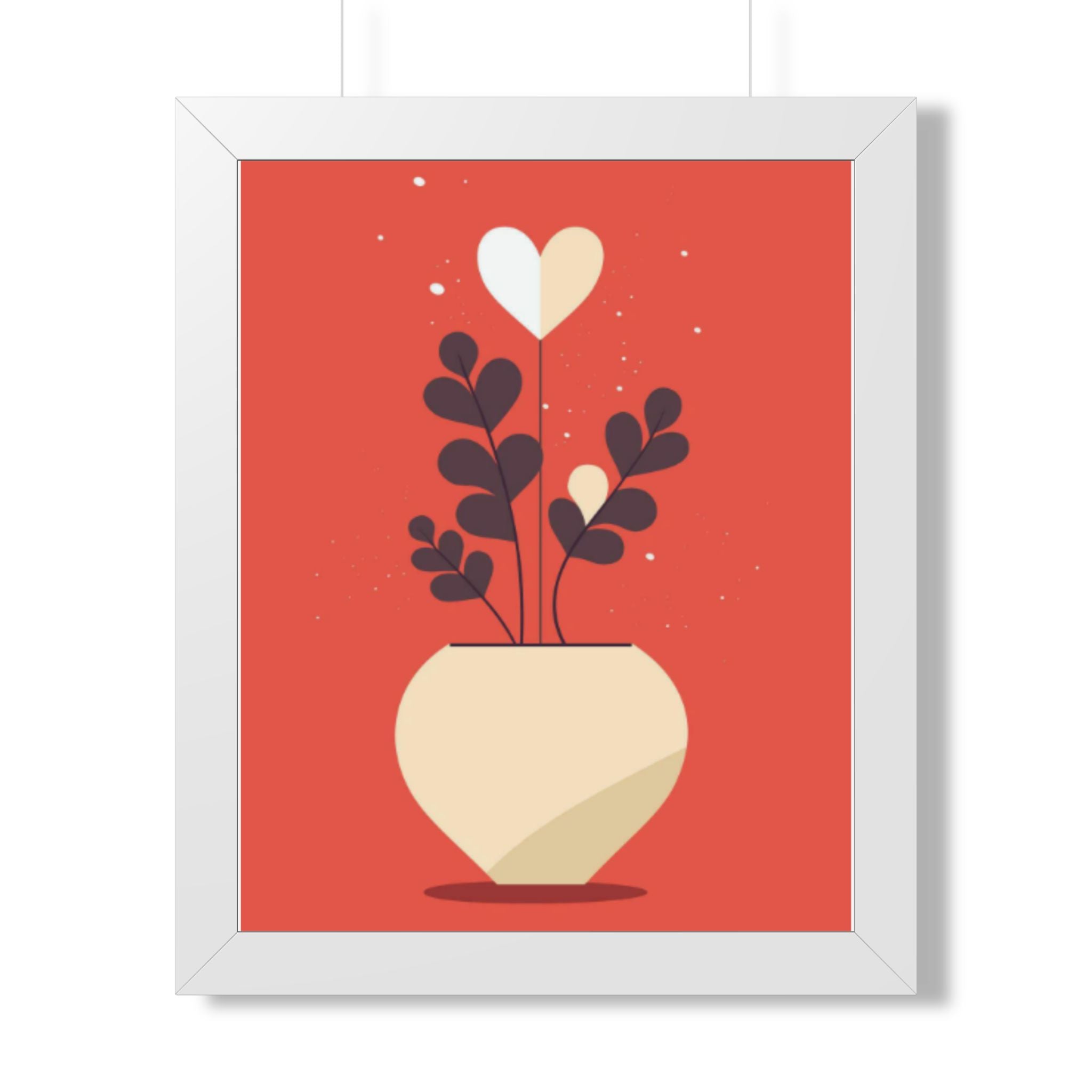 Framed Vertical Poster — Heart Bloom Potted Plant Art Print