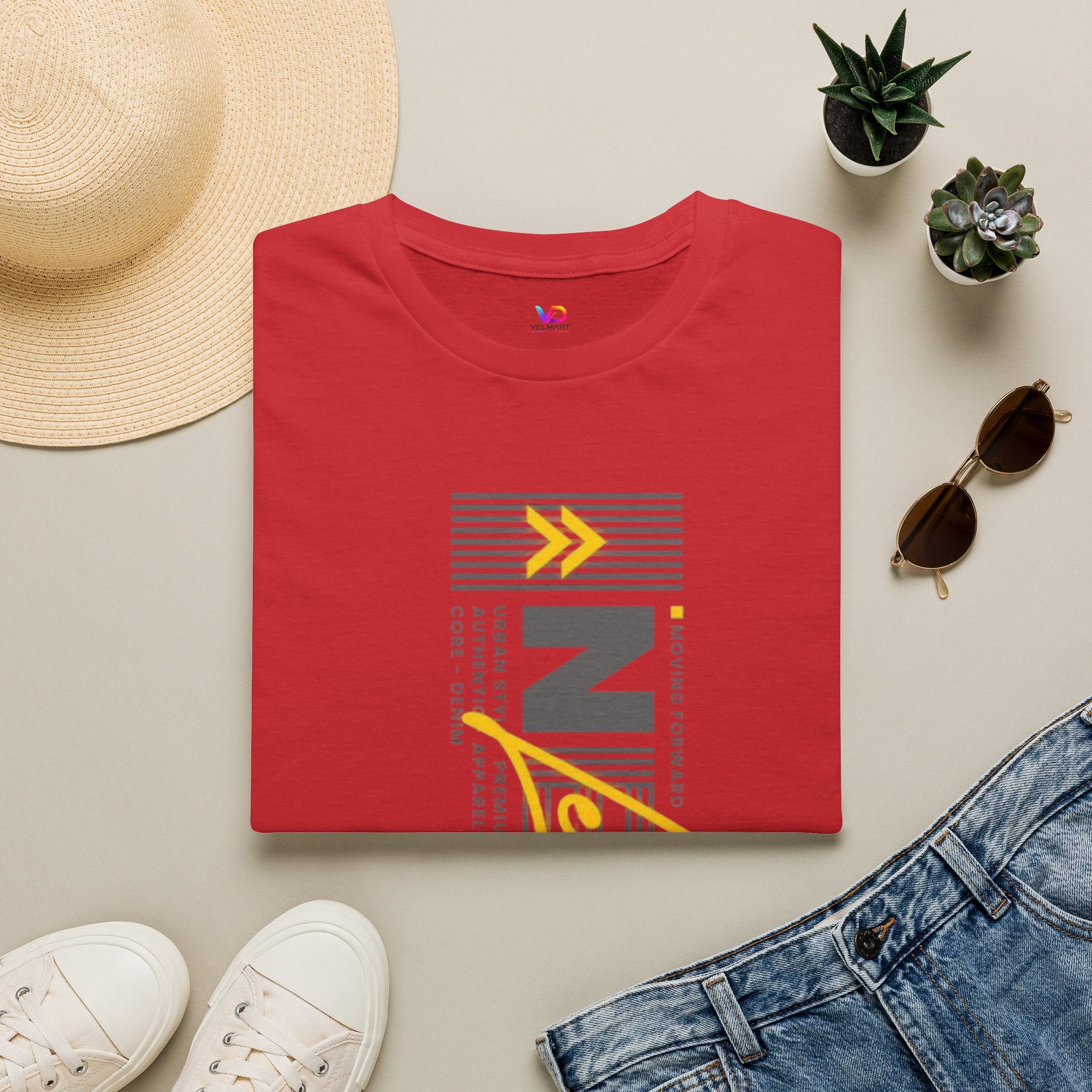 Vertical 'NEXT' Graphic T‑Shirt — Modern Yellow & Gray Streetwear Tee