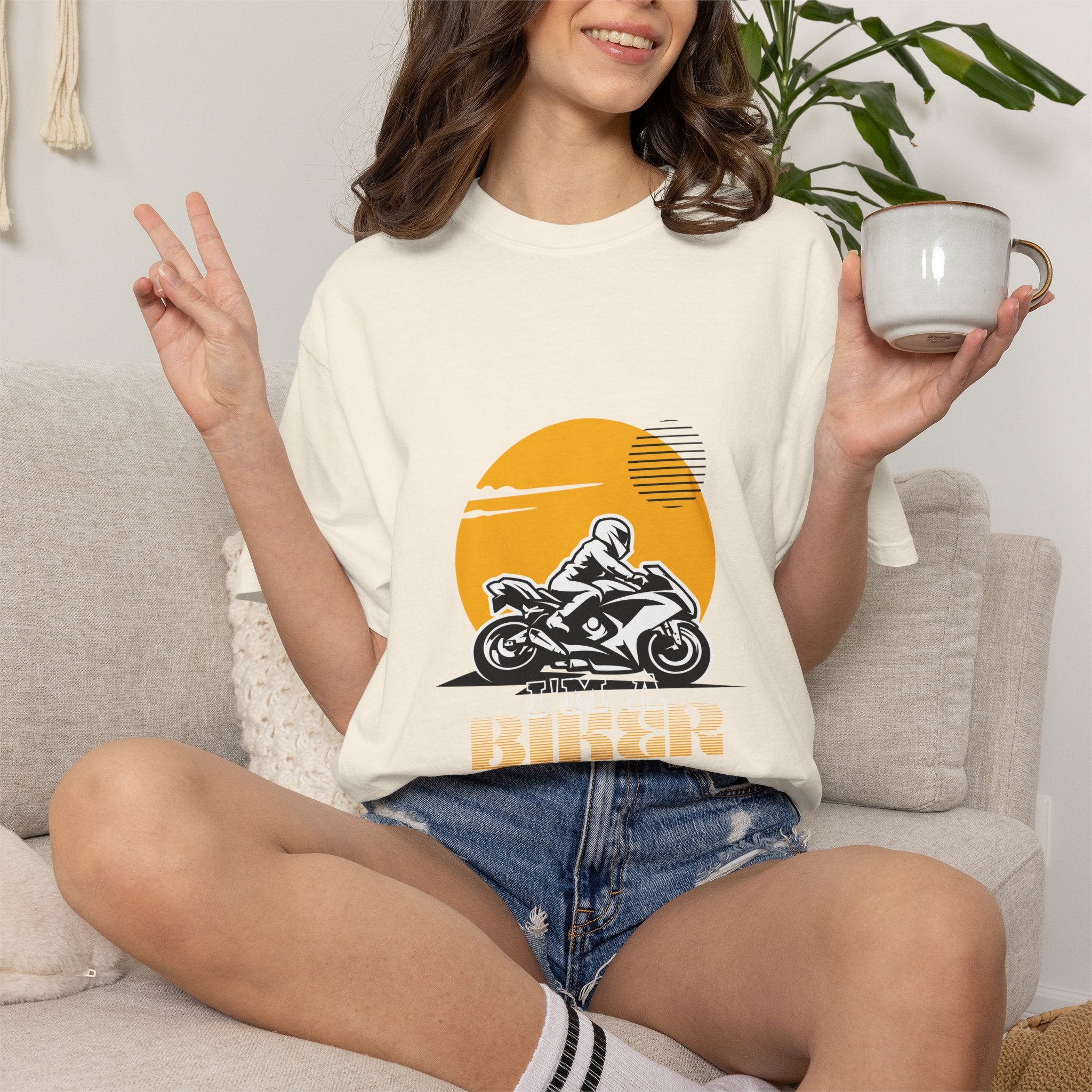 Motorcycle Rider T-Shirt — Retro Sunset Biker Graphic