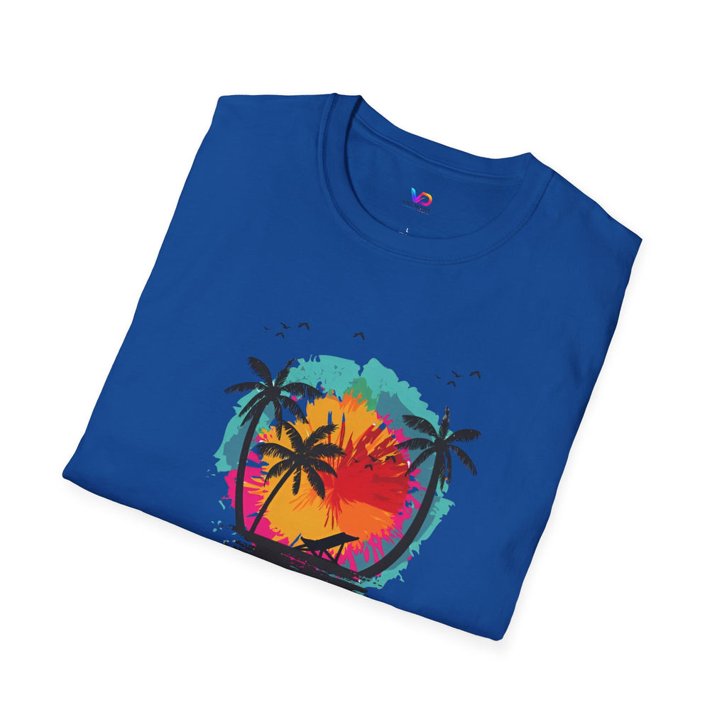 Summer Vibes T-Shirt — "Enjoy the Summer" Tropical Palm Sunset Tee