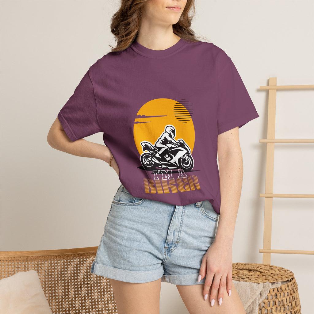 Motorcycle Rider T-Shirt — Retro Sunset Biker Graphic