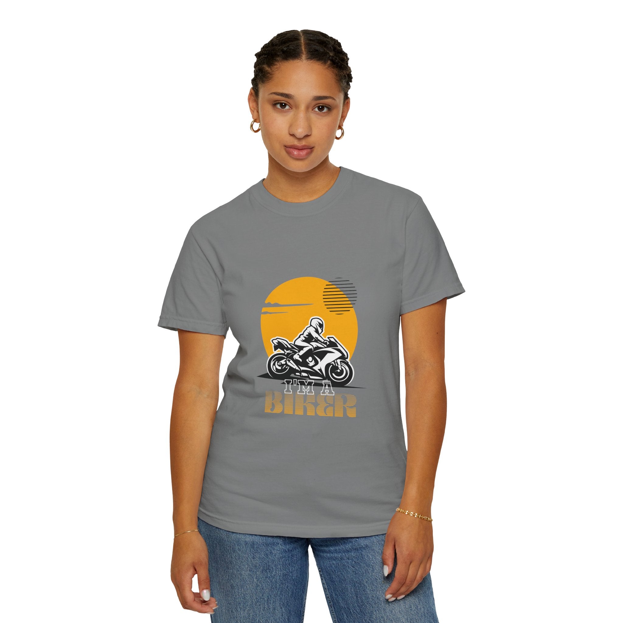 Motorcycle Rider T-Shirt — Retro Sunset Biker Graphic