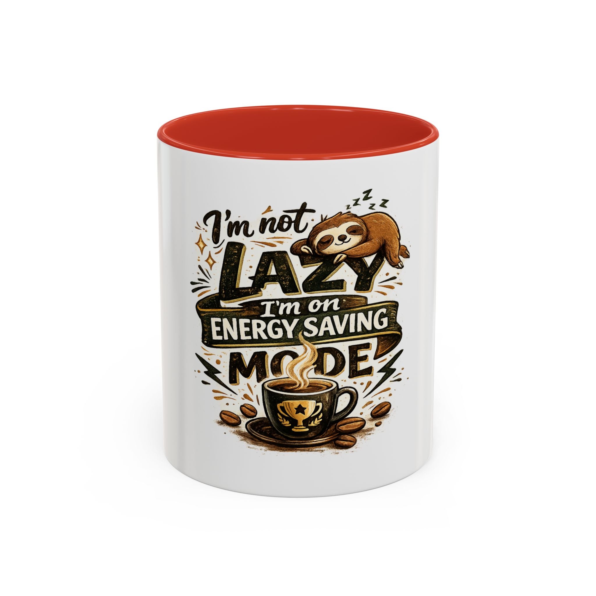 Energy-Saving Mode Coffee Mug — "I'm Not Lazy" Sloth Coffee Cup (11/15oz)