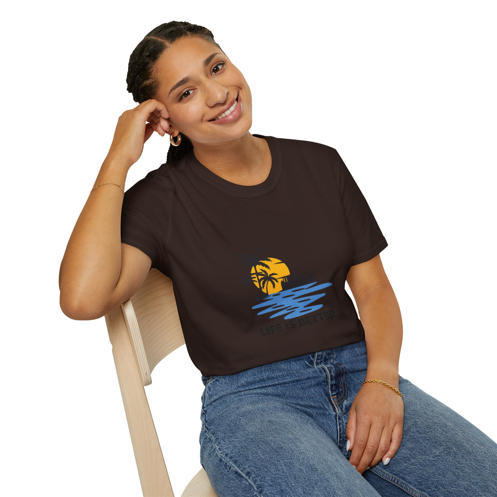 Sunset Beach T-Shirt — "Life Is Better" Palm Tree Graphic